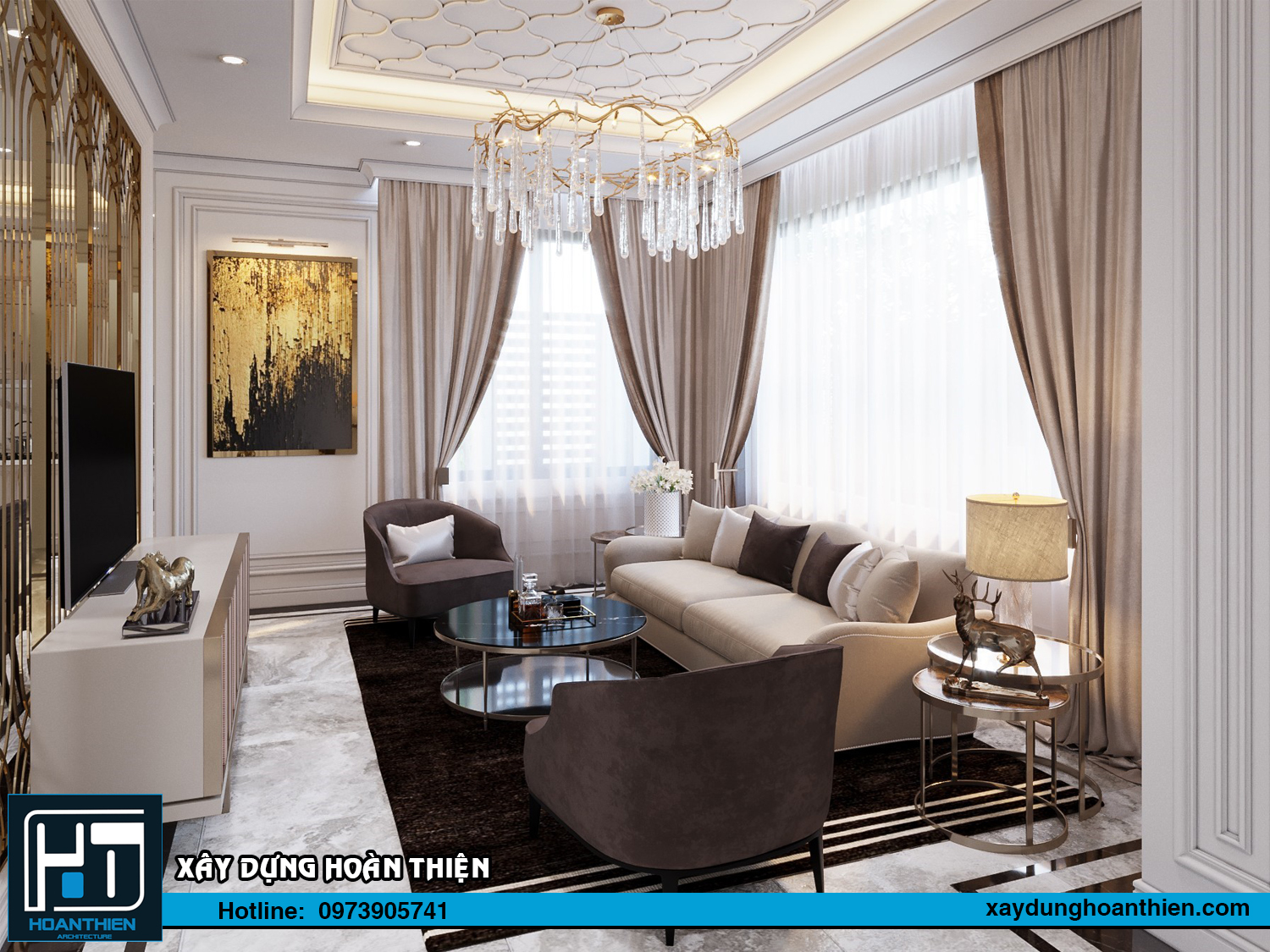 Thiết kế nội thất biệt thự 3 tầng tại Uông Bí Quảng Ninh 