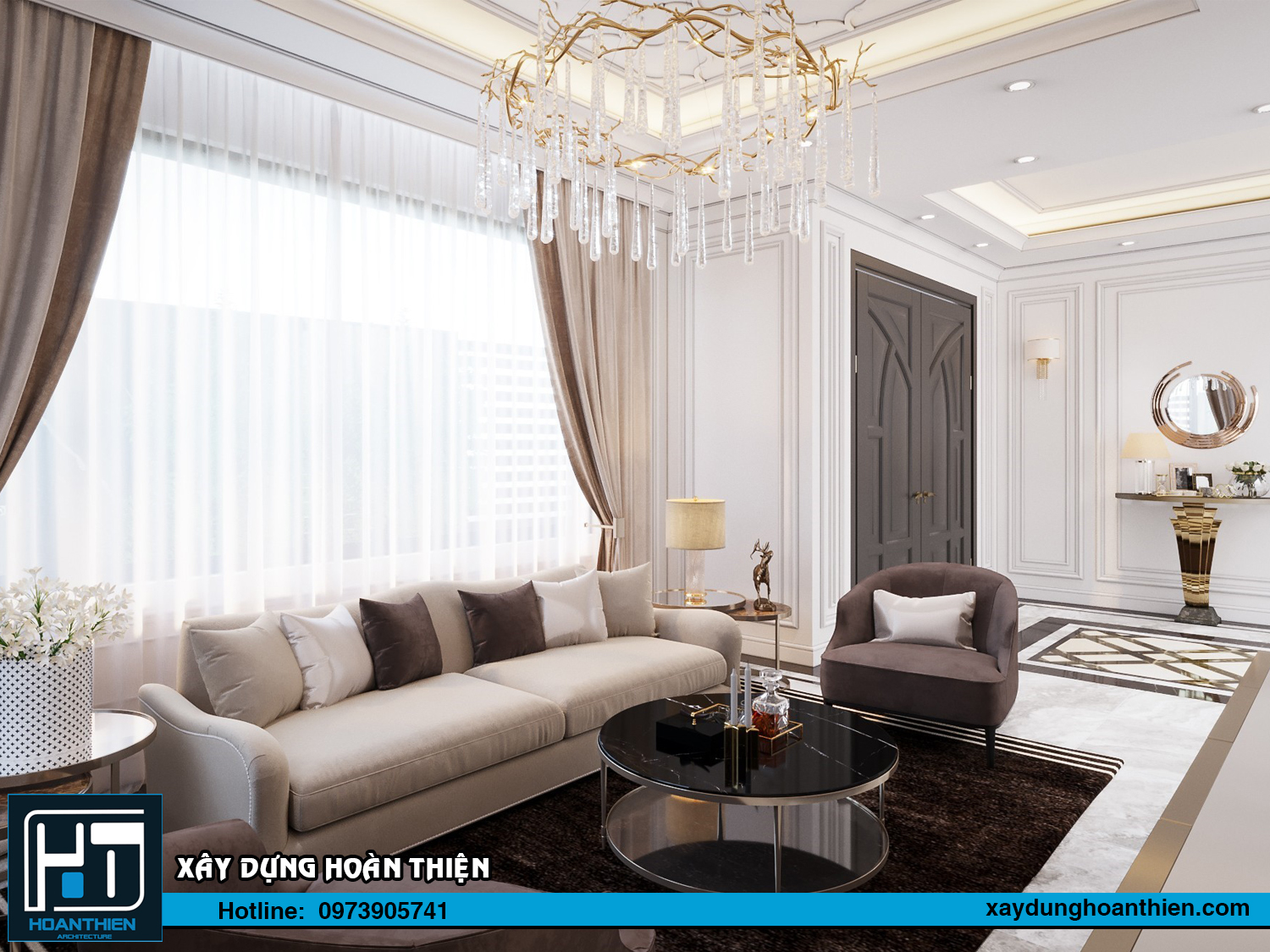 Thiết kế nội thất biệt thự 3 tầng tại Uông Bí Quảng Ninh 
