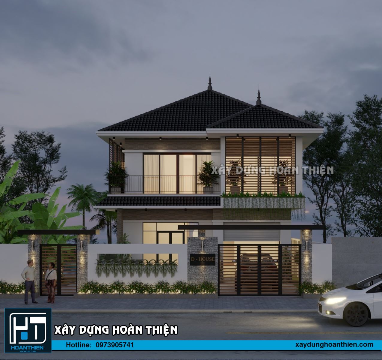 biệt thự 2 tầng mặt tiền 9m