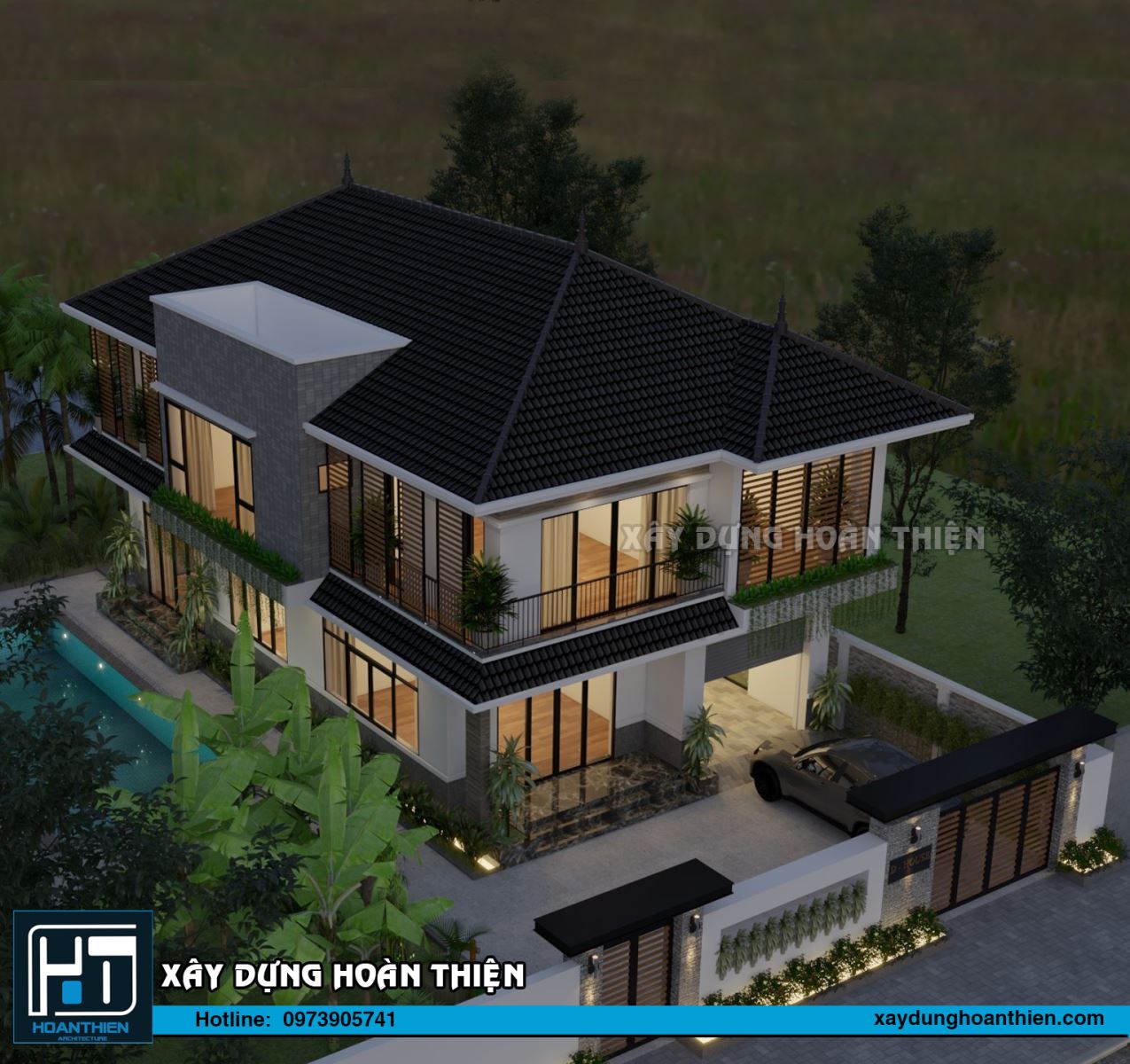 biệt thự 2 tầng mặt tiền 9m