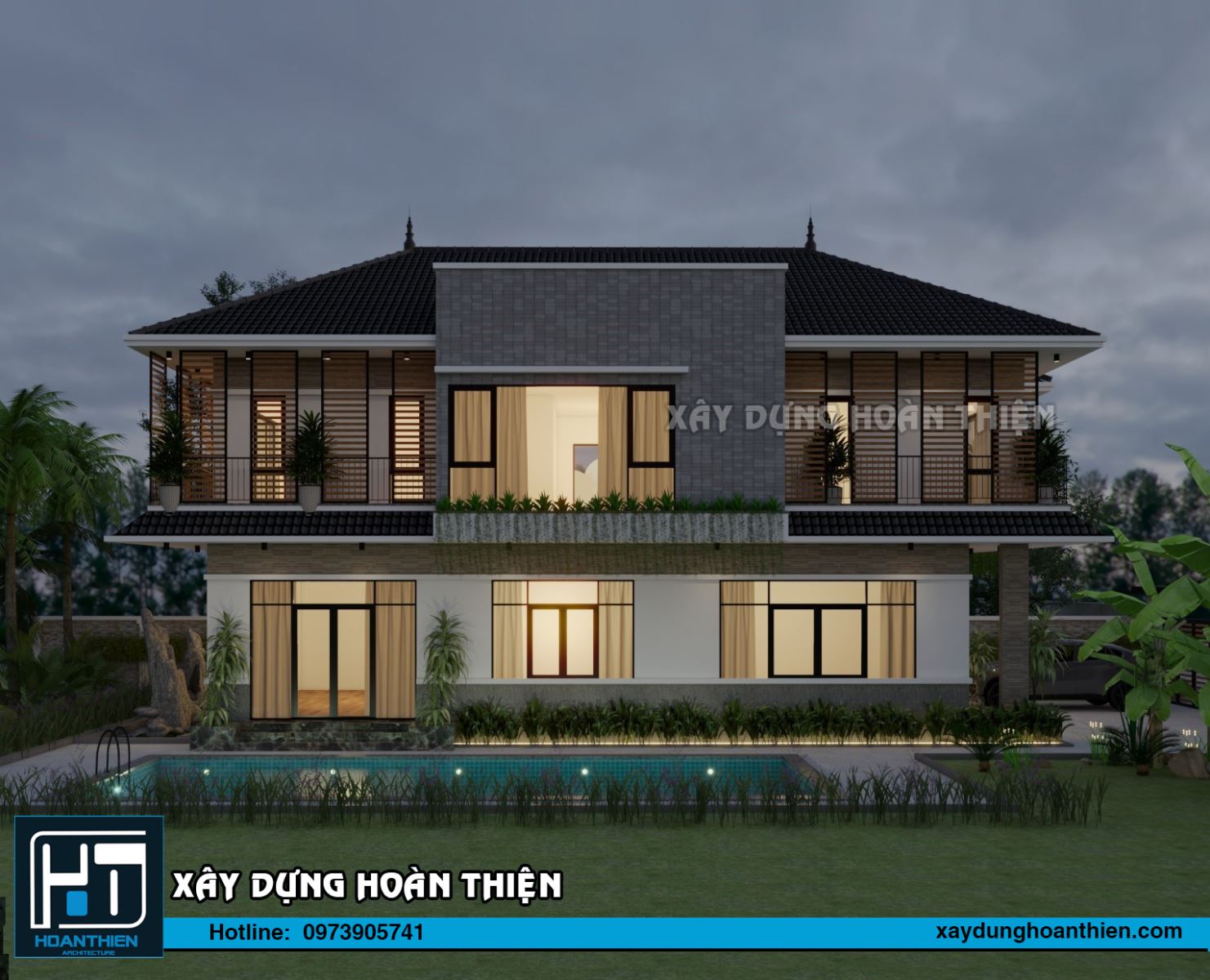 biệt thự 2 tầng mặt tiền 9m