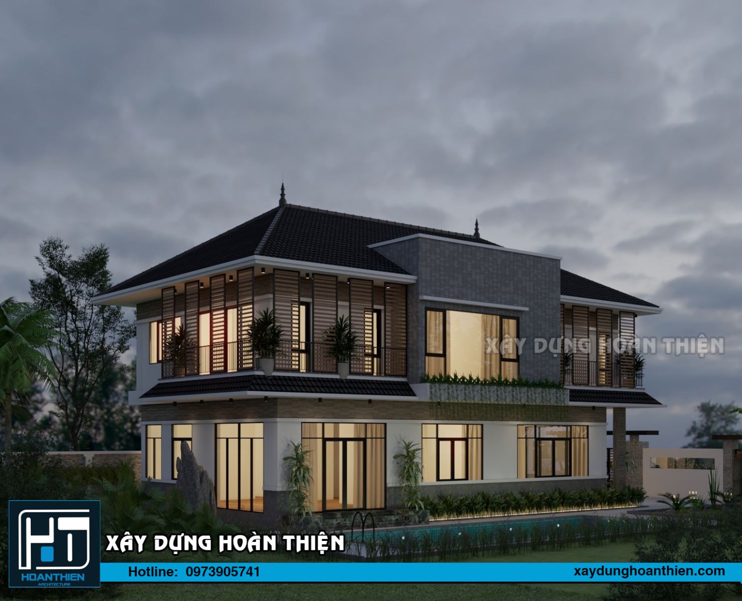 biệt thự 2 tầng mặt tiền 9m
