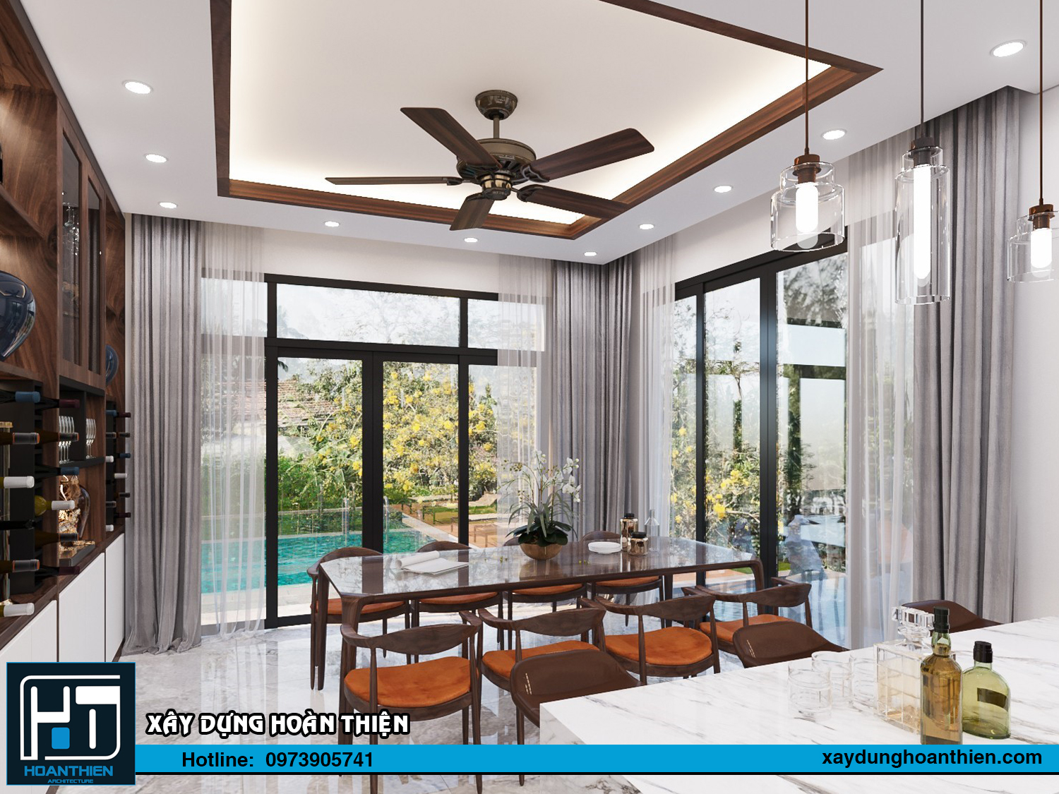 nội thất biệt thự 2 tầng mặt tiền 9m
