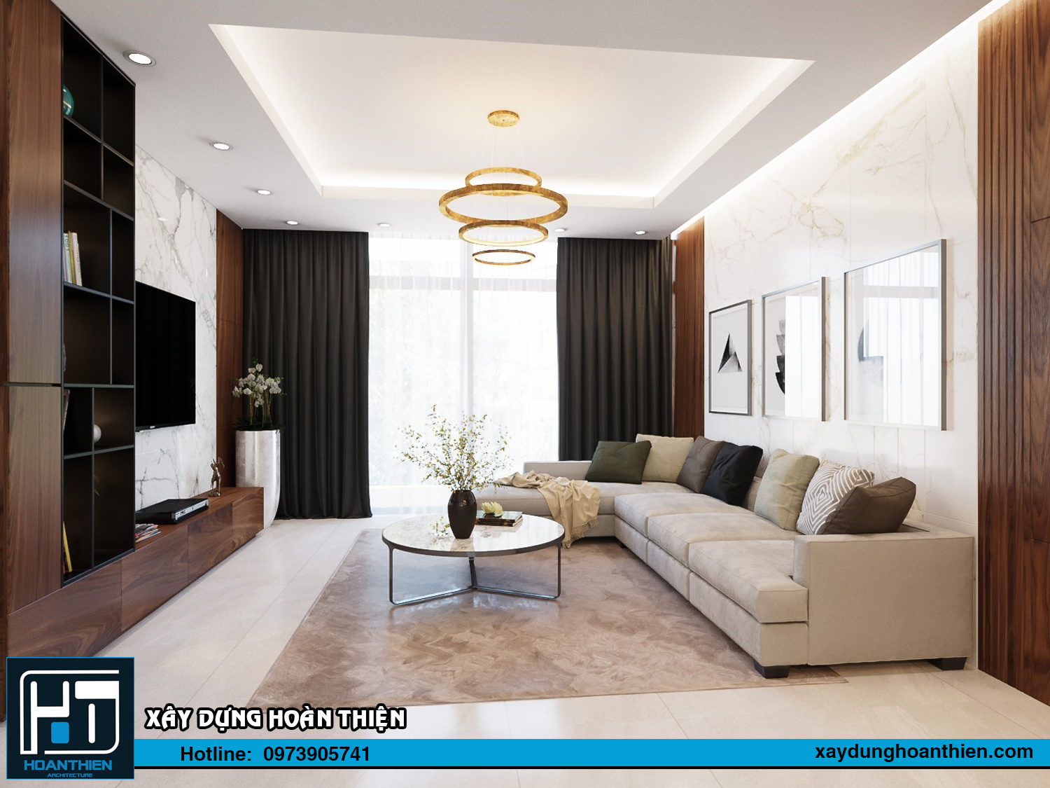 nội thất biệt thự 2 tầng mặt tiền 9m