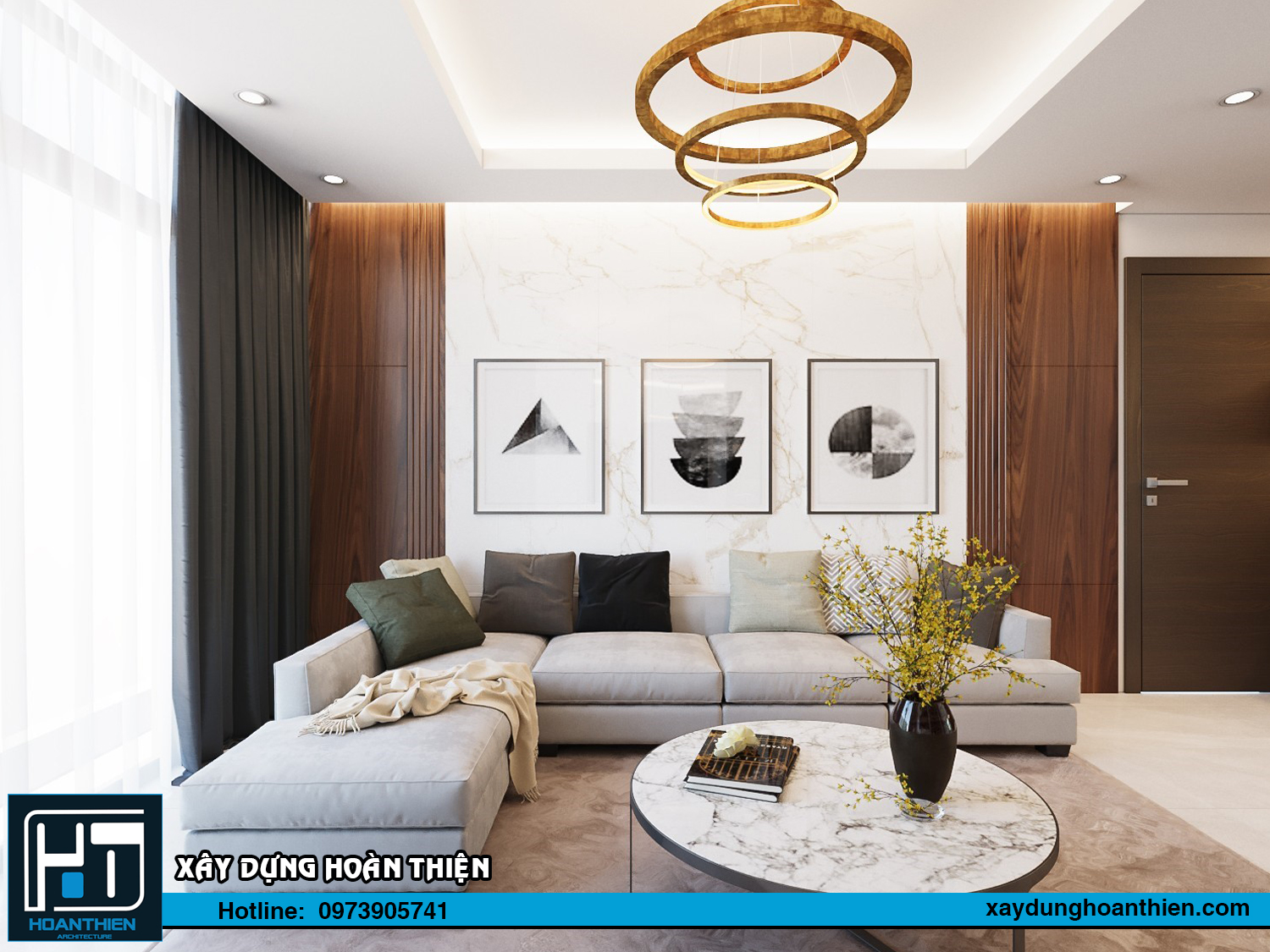 nội thất biệt thự 2 tầng mặt tiền 9m