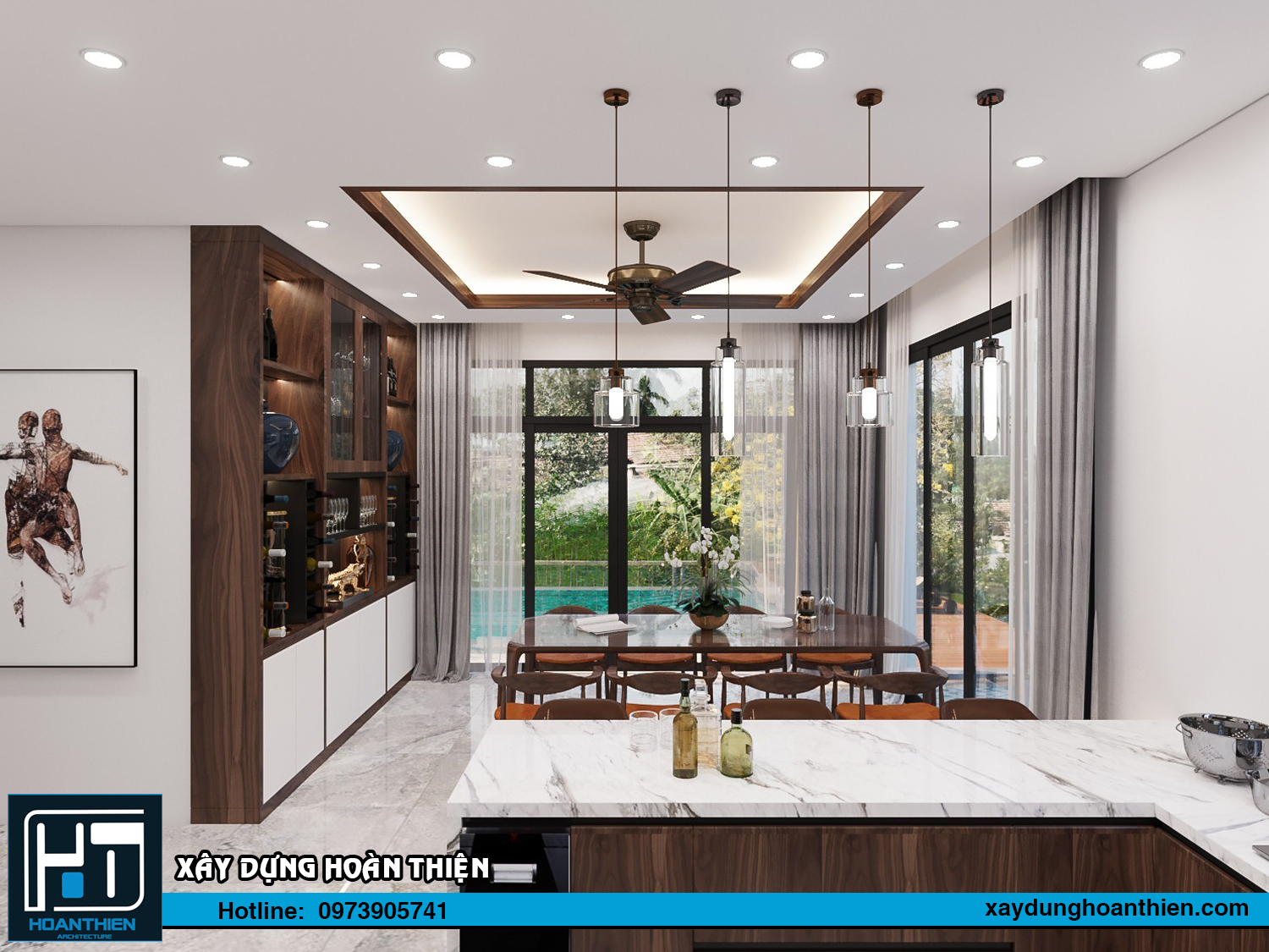 nội thất biệt thự 2 tầng mặt tiền 9m