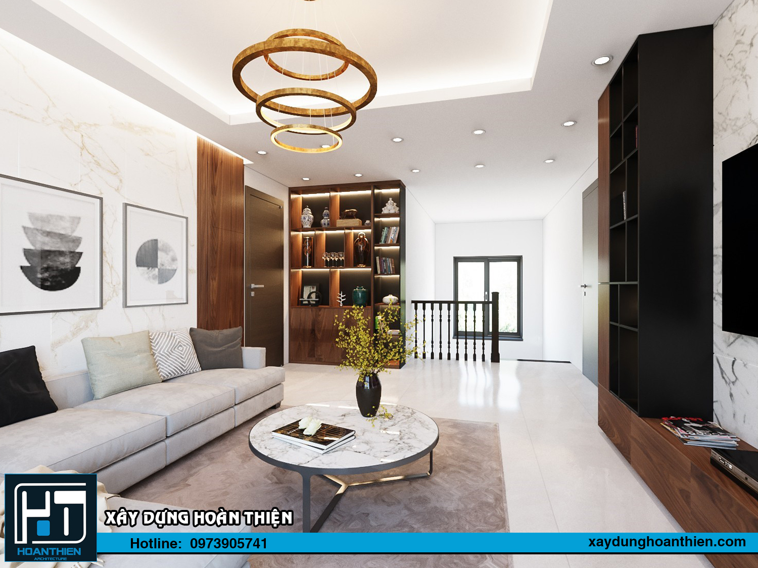 nội thất biệt thự 2 tầng mặt tiền 9m