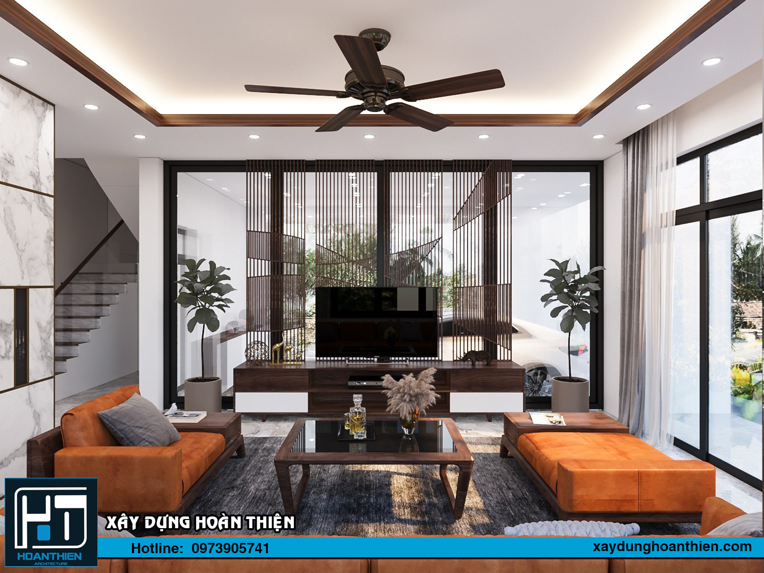 nội thất biệt thự 2 tầng mặt tiền 9m
