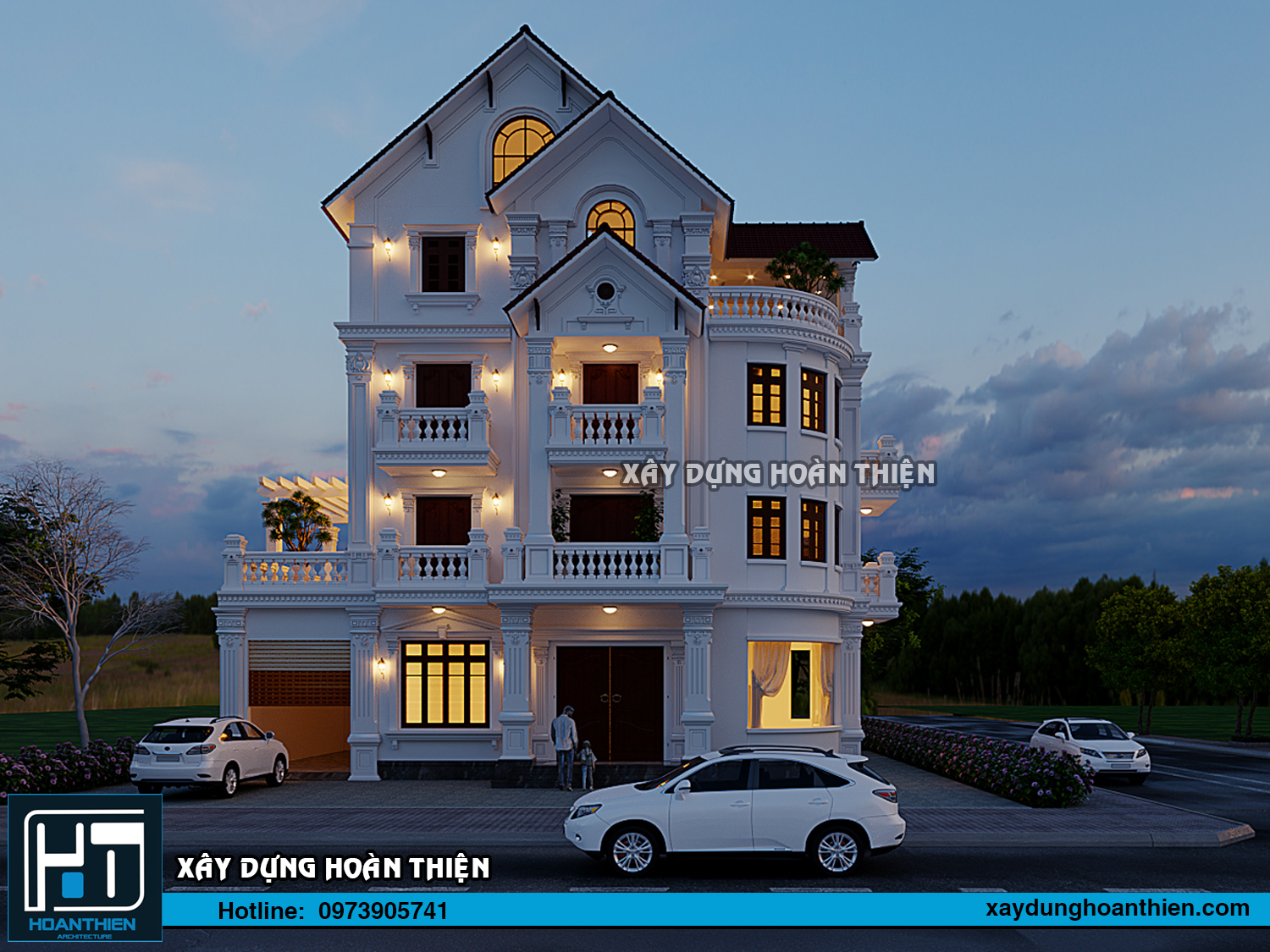 Thiết kế biệt thự tân cổ điển 4 tầng diện tích 16x12m tại Thủy Nguyên, Hải Phòng