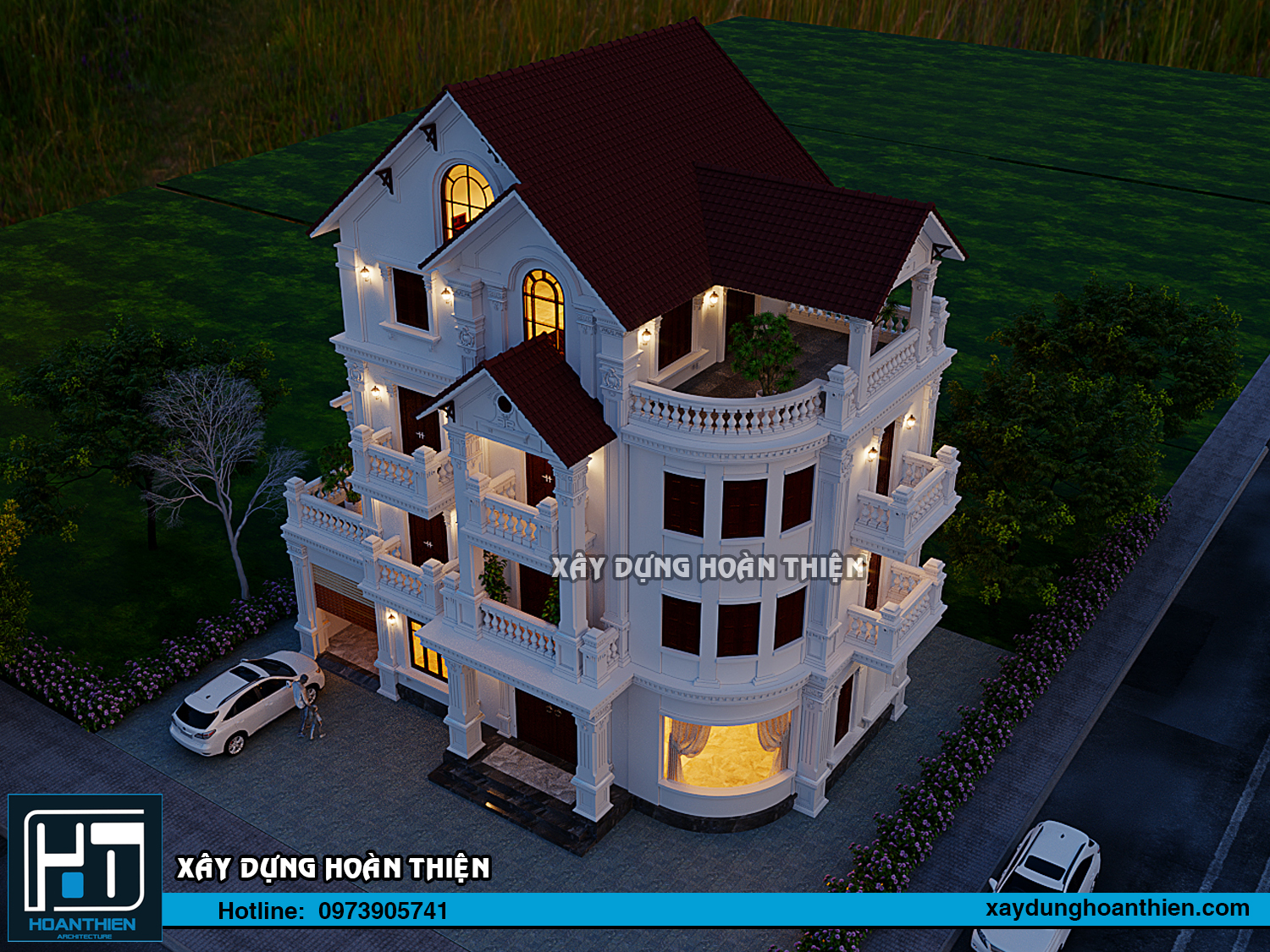 Thiết kế biệt thự tân cổ điển 4 tầng diện tích 16x12m tại Thủy Nguyên, Hải Phòng