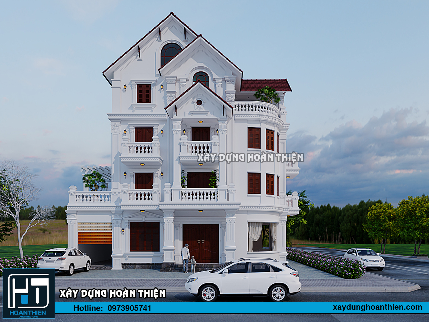 Thiết kế biệt thự tân cổ điển 4 tầng diện tích 16x12m tại Thủy Nguyên, Hải Phòng