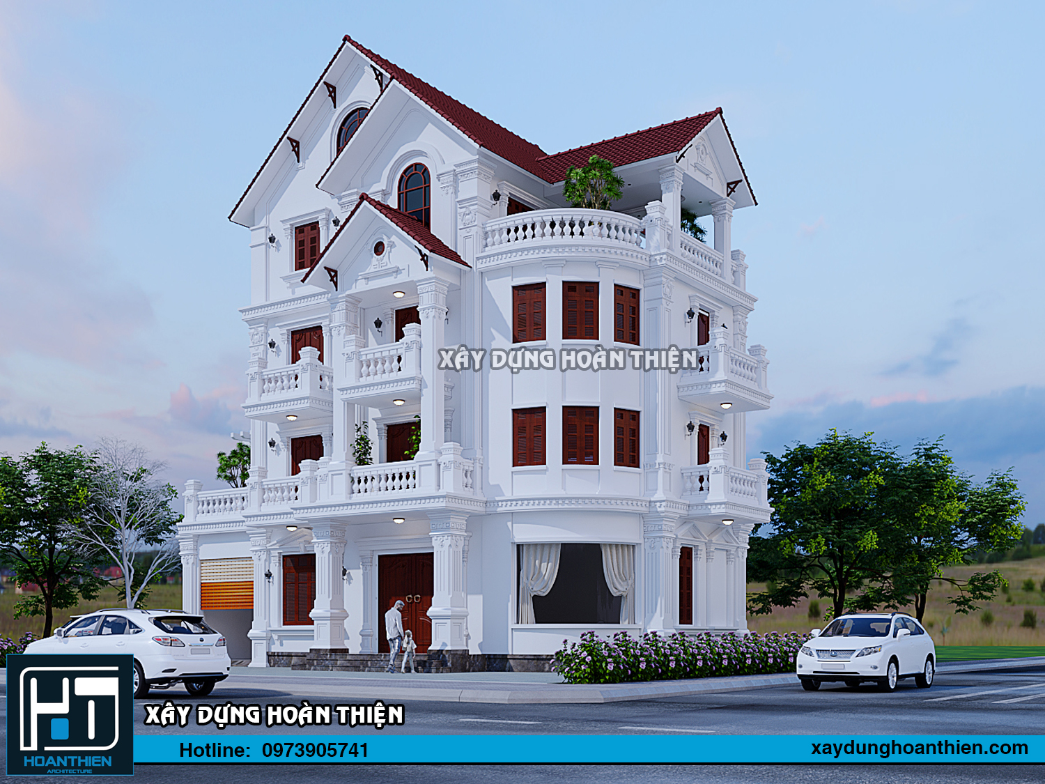 Thiết kế biệt thự tân cổ điển 4 tầng diện tích 16x12m tại Thủy Nguyên, Hải Phòng