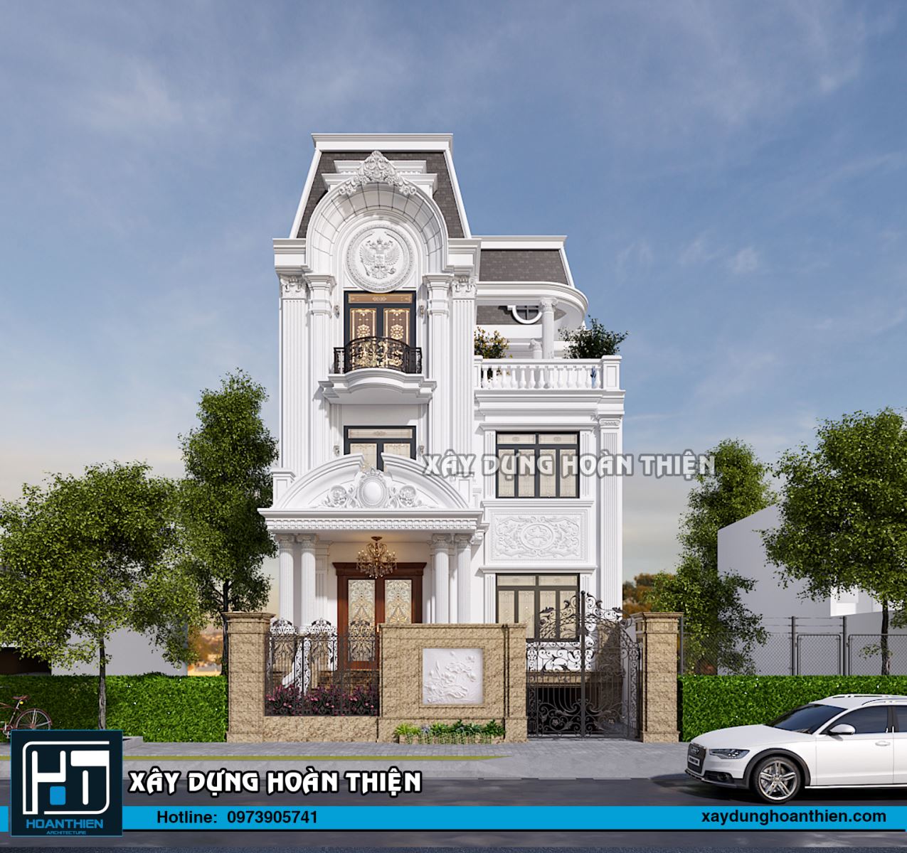 Thiết kế biệt thự tân cổ điển 4 tầng diện tích 10x20m