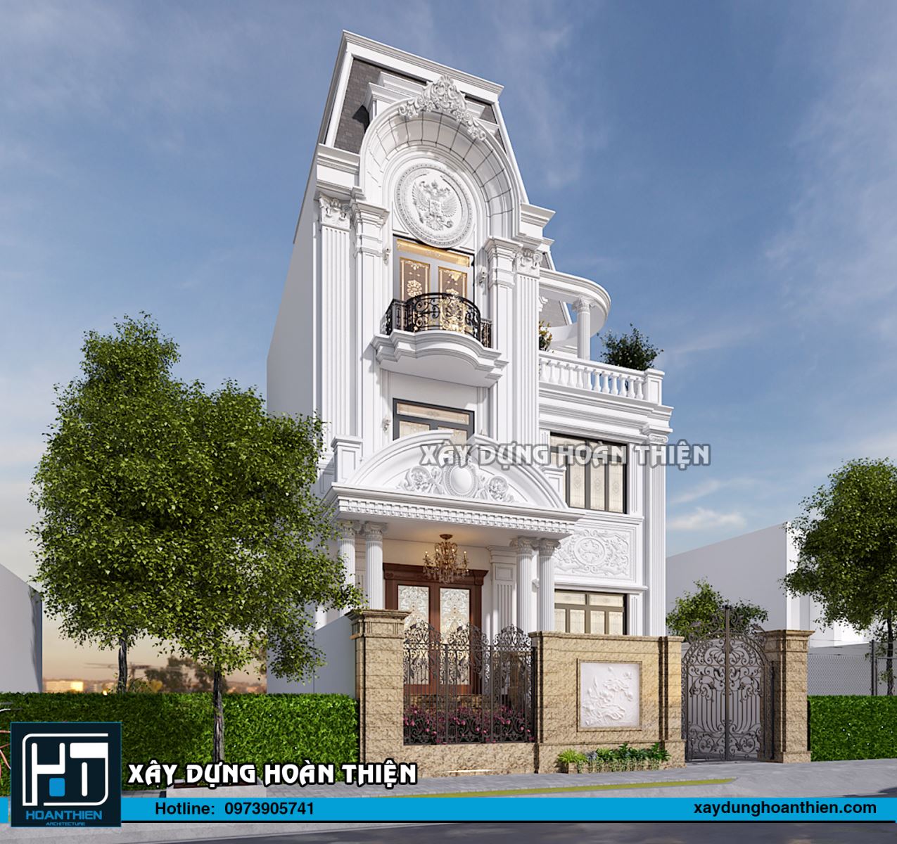 Thiết kế biệt thự tân cổ điển 4 tầng diện tích 10x20m