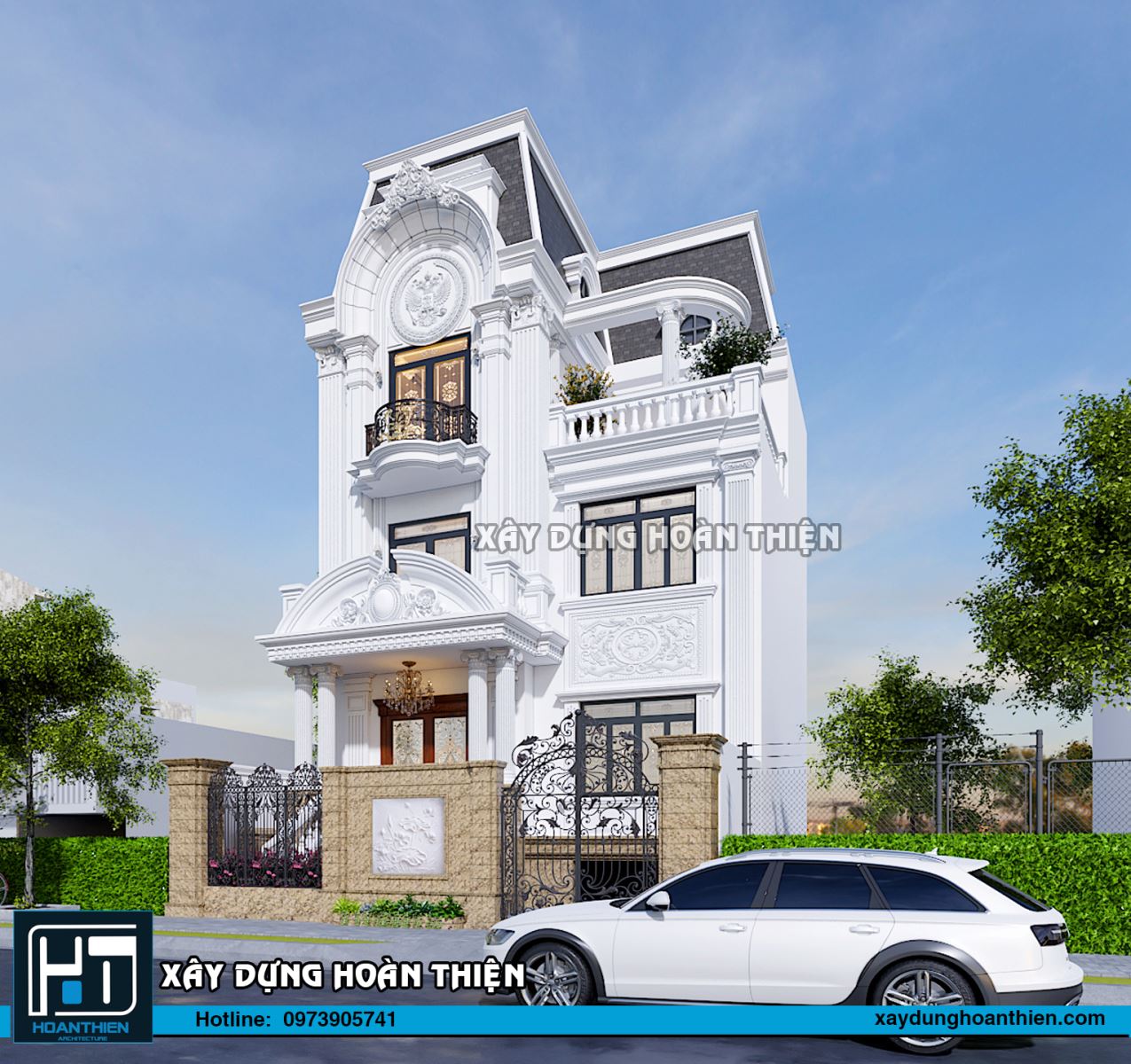 Thiết kế biệt thự tân cổ điển 4 tầng diện tích 10x20m