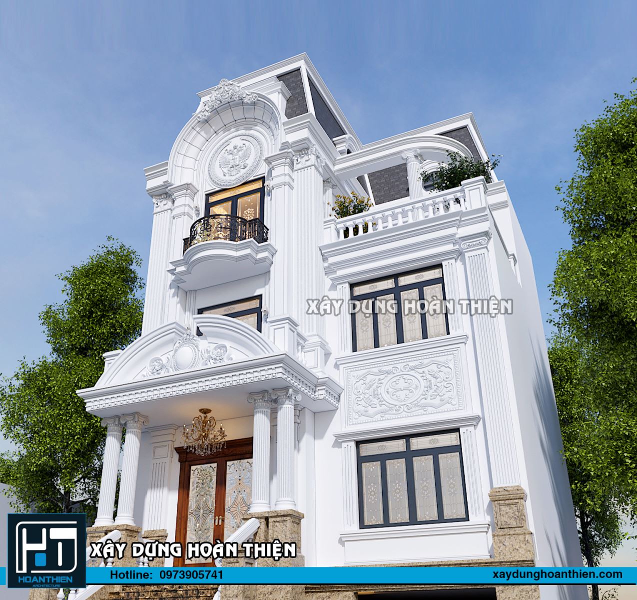 Thiết kế biệt thự tân cổ điển 4 tầng diện tích 10x20m