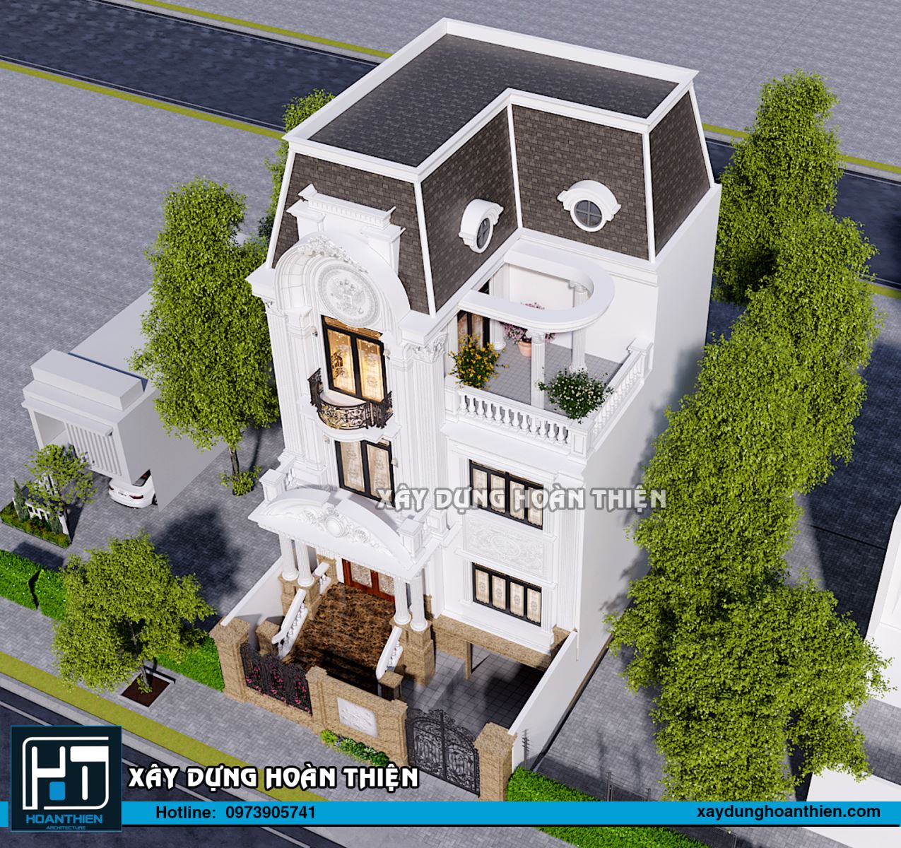 Thiết kế biệt thự tân cổ điển 4 tầng diện tích 10x20m