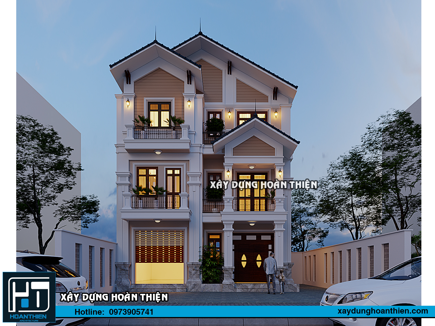 Thiết kế biệt thự tân cổ điển 3 tầng diện tích 9x9m tại Hải Dương