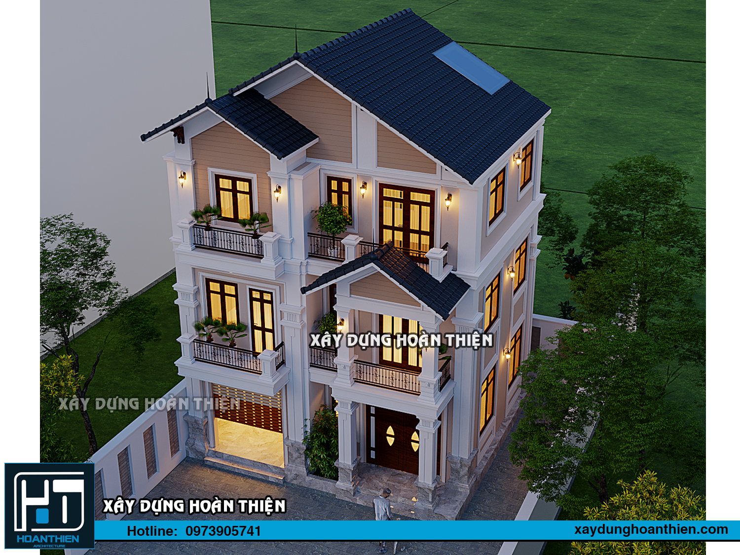 Thiết kế biệt thự tân cổ điển 3 tầng diện tích 9x9m tại Hải Dương