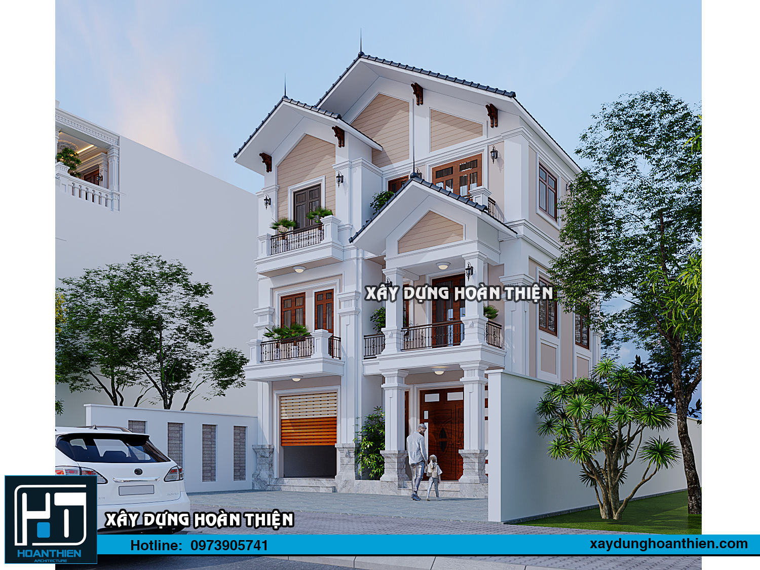 Thiết kế biệt thự tân cổ điển 3 tầng diện tích 9x9m tại Hải Dương