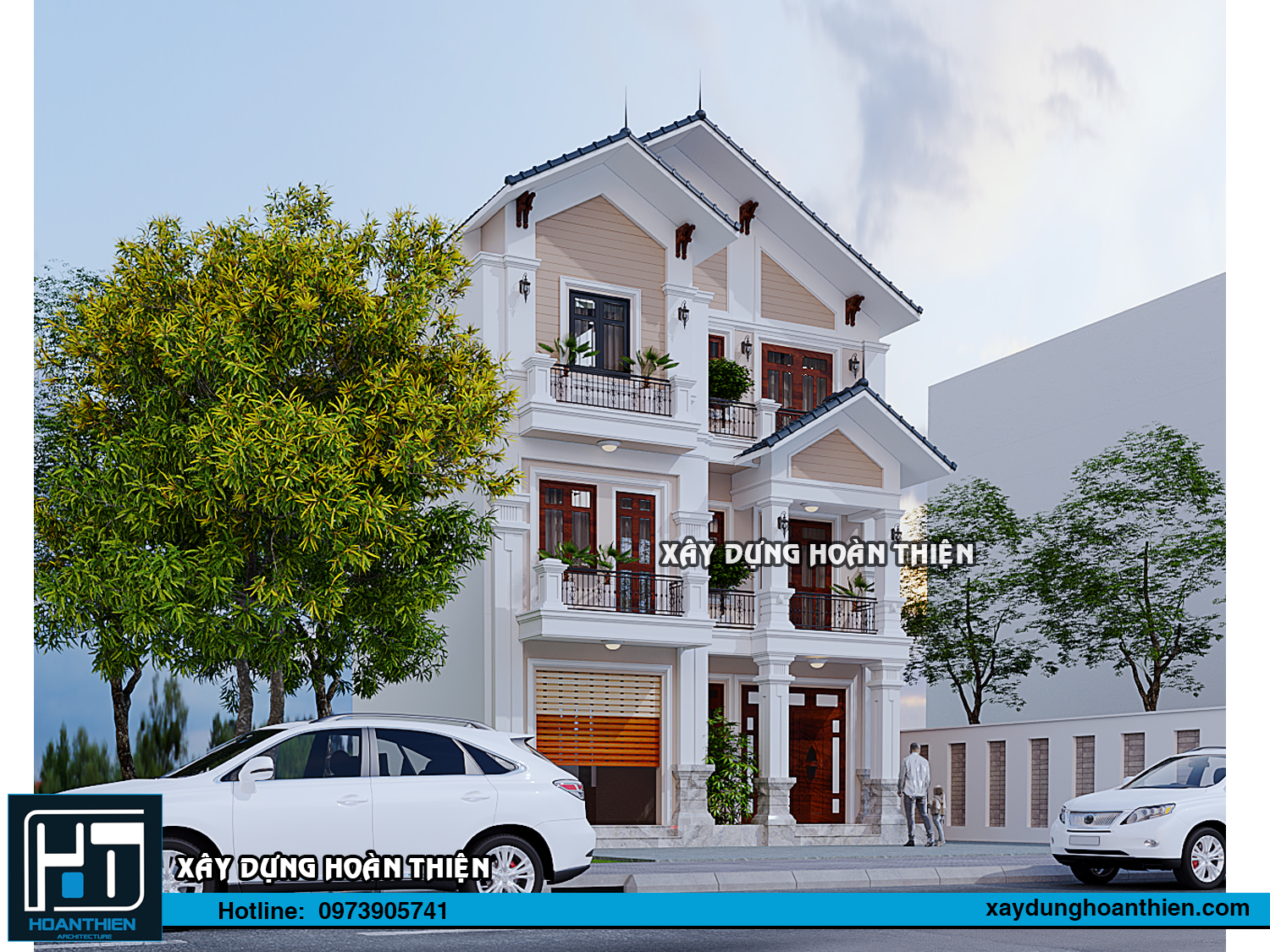 Thiết kế biệt thự tân cổ điển 3 tầng diện tích 9x9m tại Hải Dương