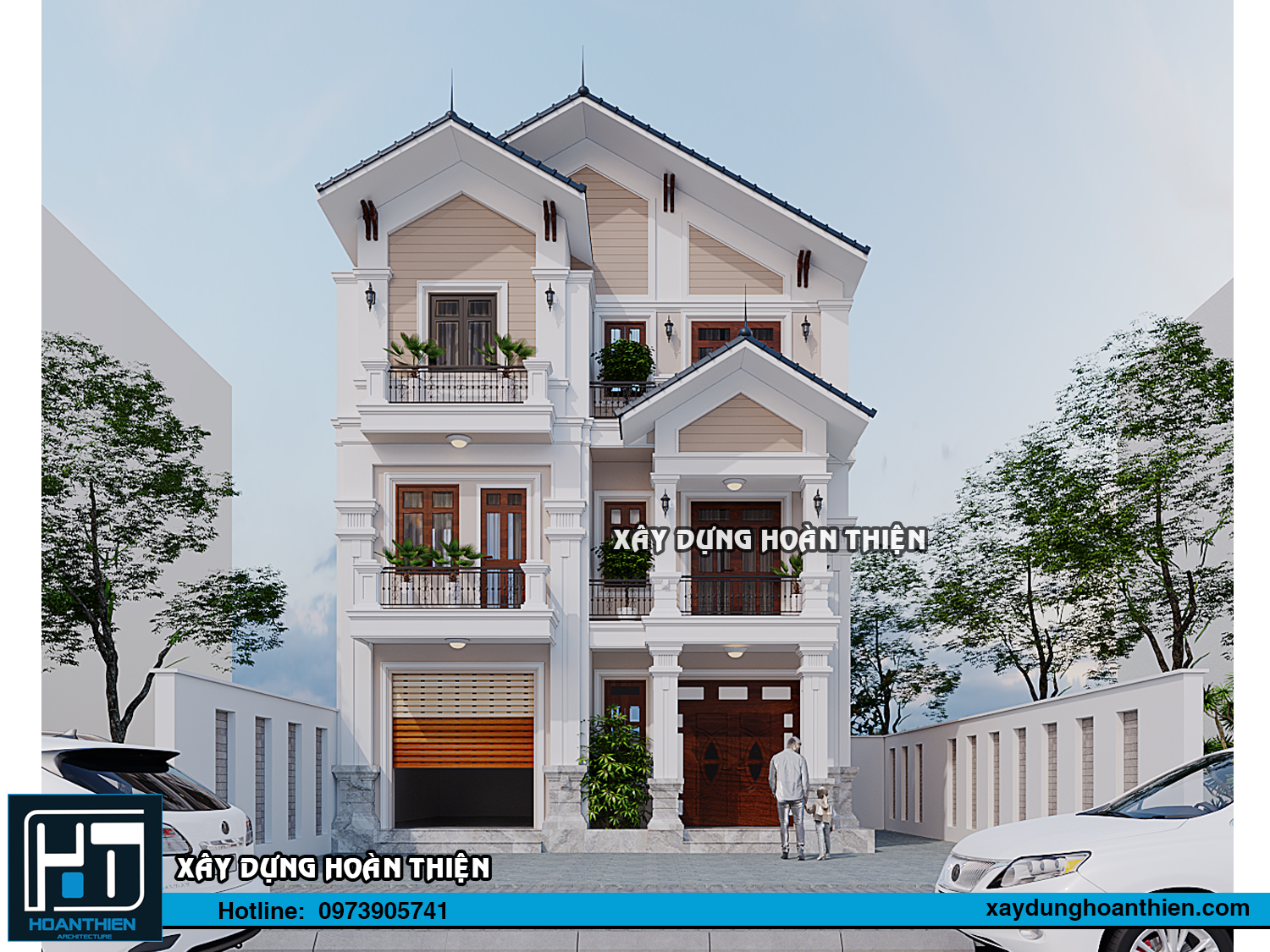Thiết kế biệt thự tân cổ điển 3 tầng diện tích 9x9m tại Hải Dương