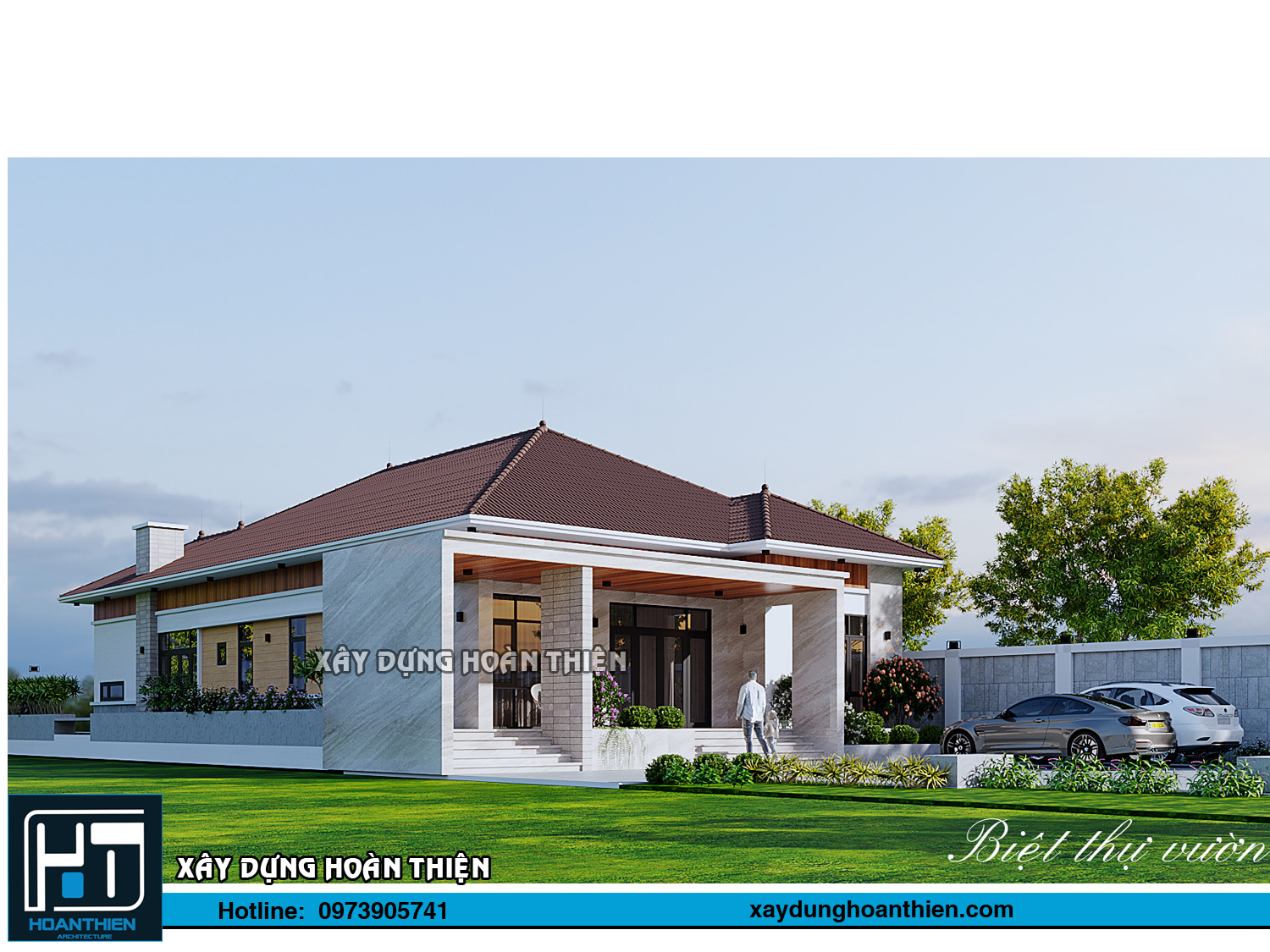 Mẫu biệt thự mái nhật hiện đại 1 tầng 2024