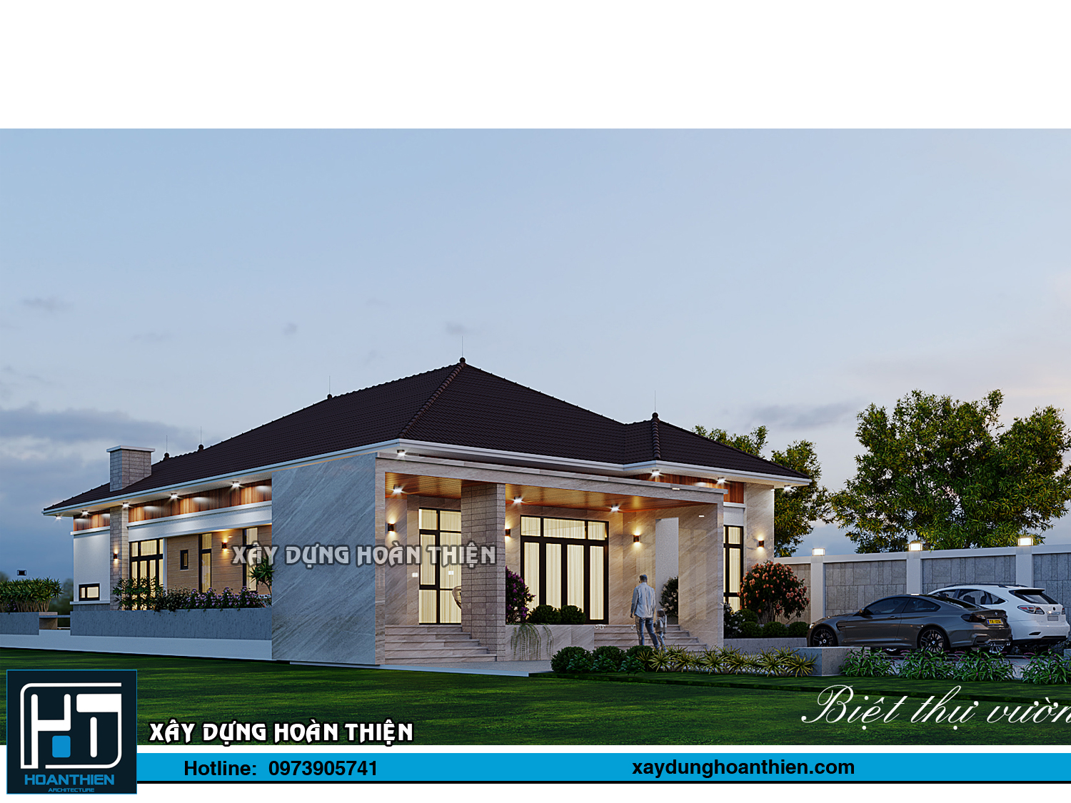 Mẫu biệt thự mái nhật hiện đại 1 tầng 2024