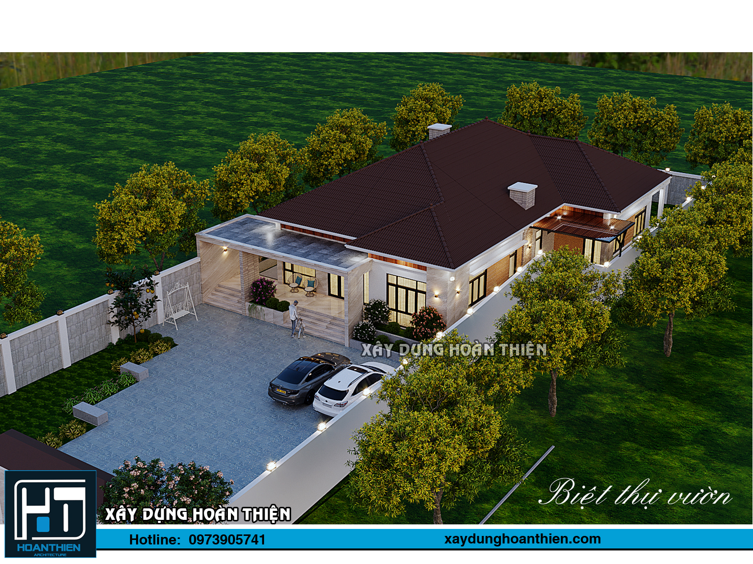 Mẫu biệt thự mái nhật hiện đại 1 tầng 2024