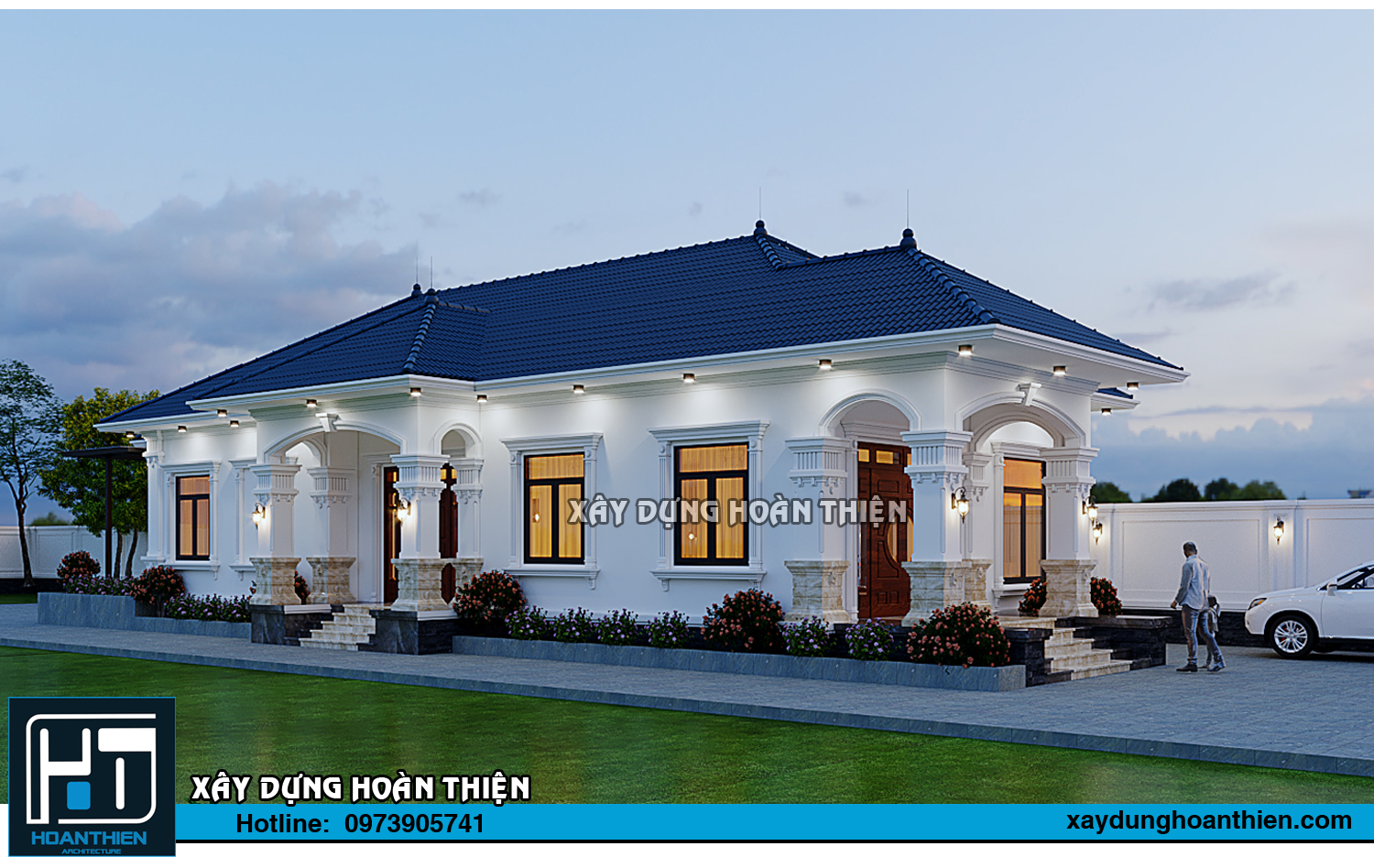 Mẫu biệt thự vườn tân cổ điển 1 tầng 2024