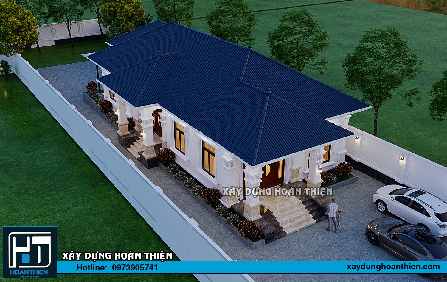 Mẫu biệt thự vườn 1 tầng tân cổ điển 2024