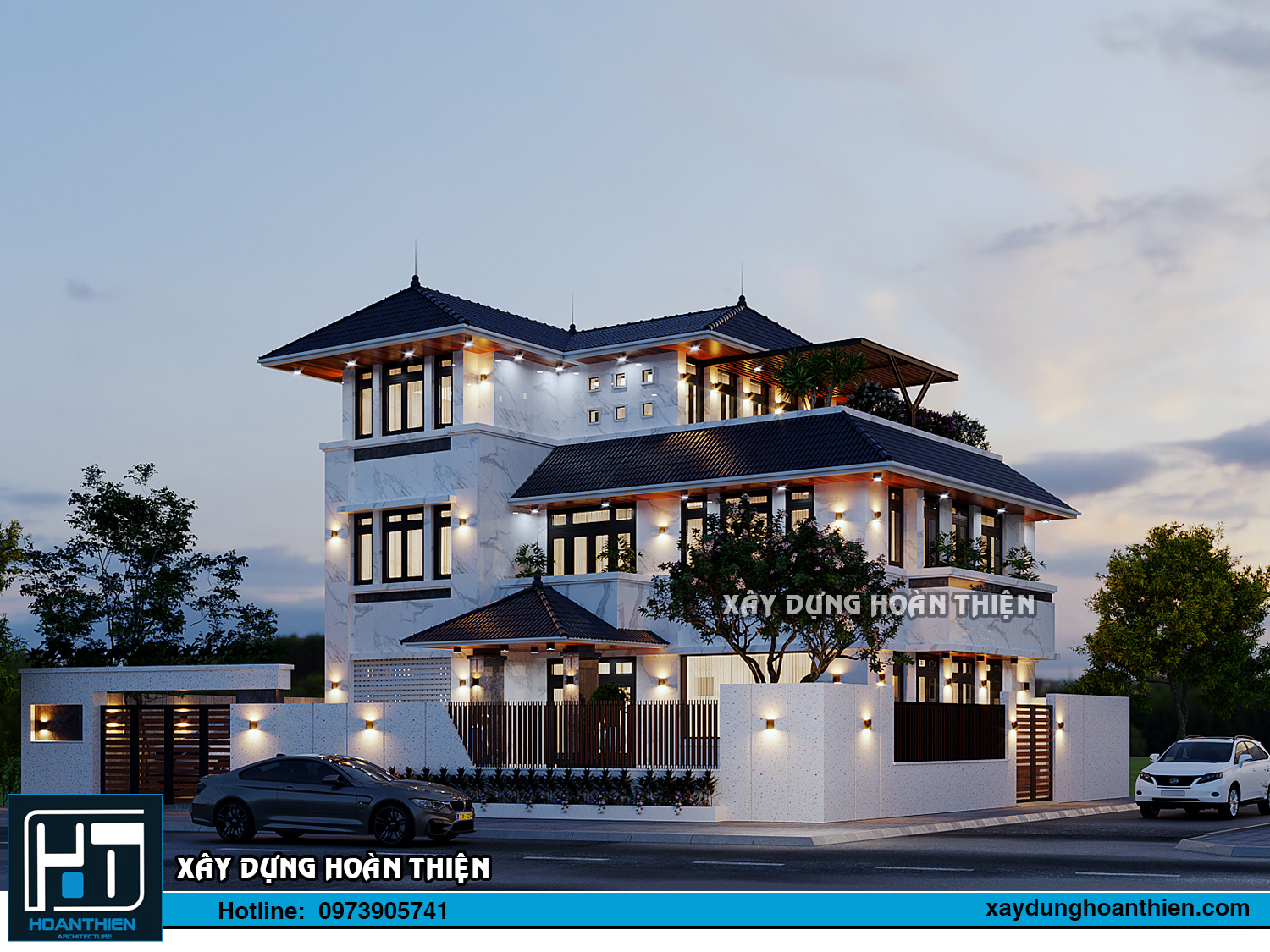 Thiết kế biệt thự hiện đại 3 tầng diện tích 20x20m tại Hưng Yên