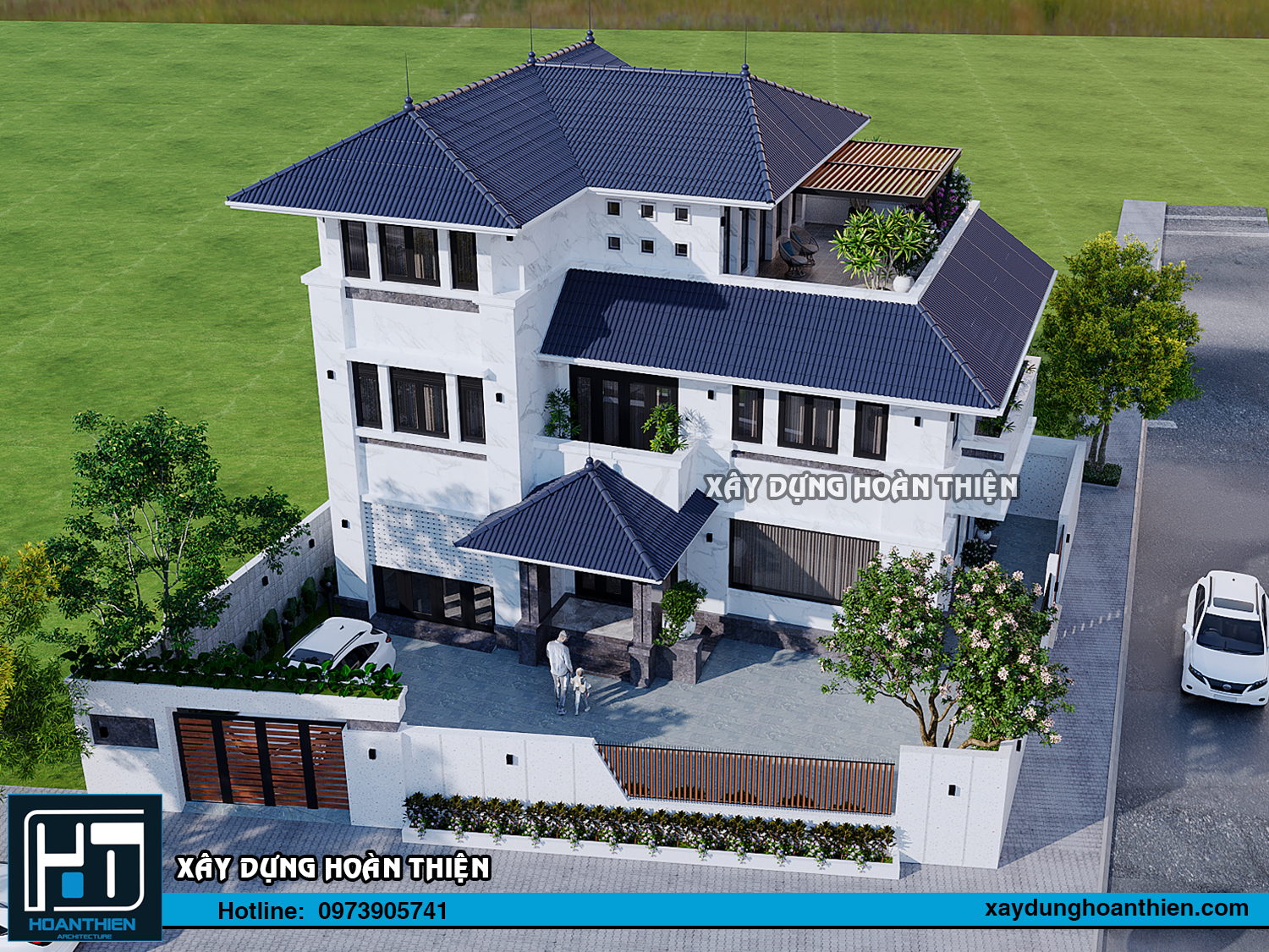 Thiết kế biệt thự hiện đại 3 tầng diện tích 20x20m tại Hưng Yên