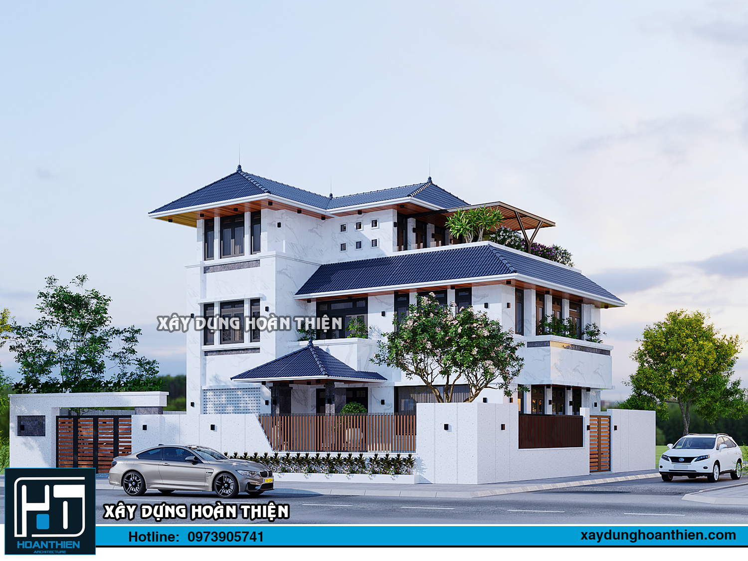 Thiết kế biệt thự hiện đại 3 tầng diện tích 20x20m tại Hưng Yên