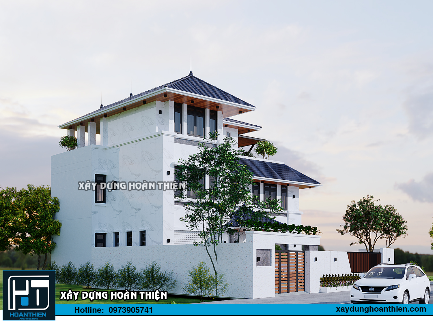 Thiết kế biệt thự hiện đại 3 tầng diện tích 20x20m tại Hưng Yên