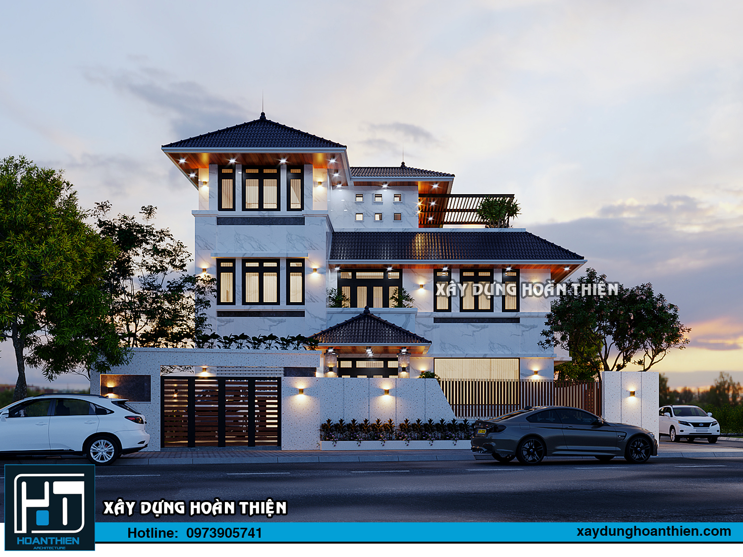Thiết kế biệt thự hiện đại 3 tầng diện tích 20x20m tại Hưng Yên