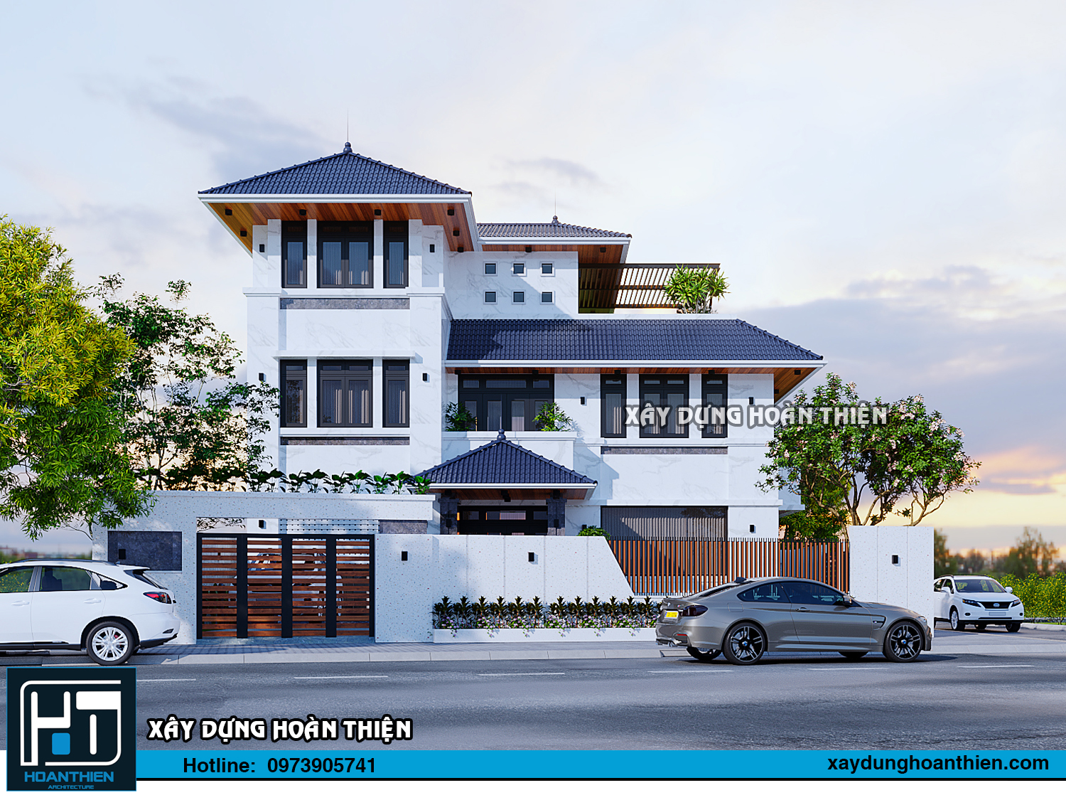 Thiết kế biệt thự hiện đại 3 tầng diện tích 20x20m tại Hưng Yên