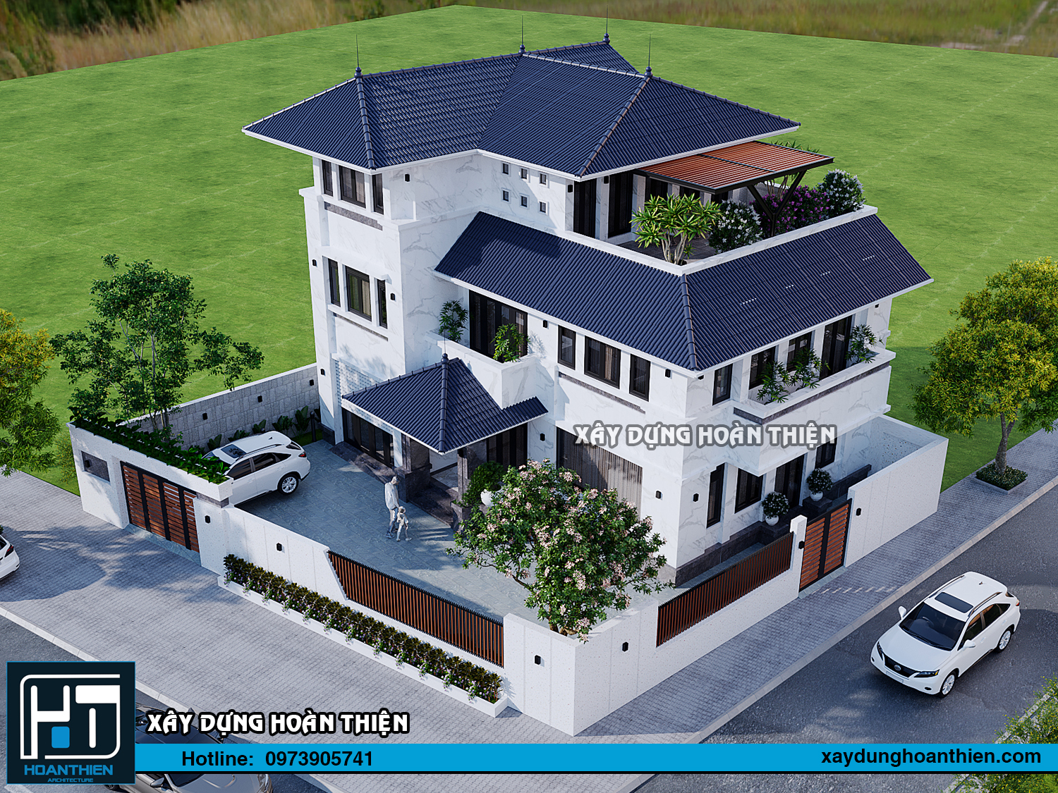 Thiết kế biệt thự hiện đại 3 tầng diện tích 20x20m tại Hưng Yên