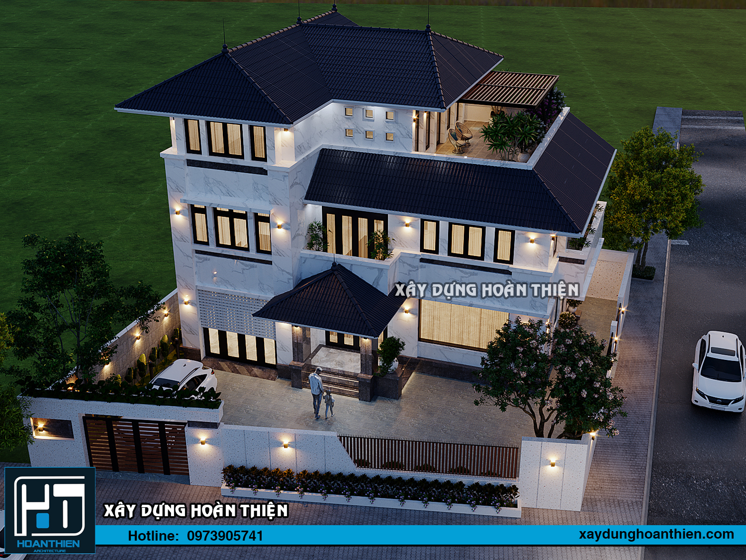 Thiết kế biệt thự hiện đại 3 tầng diện tích 20x20m tại Hưng Yên