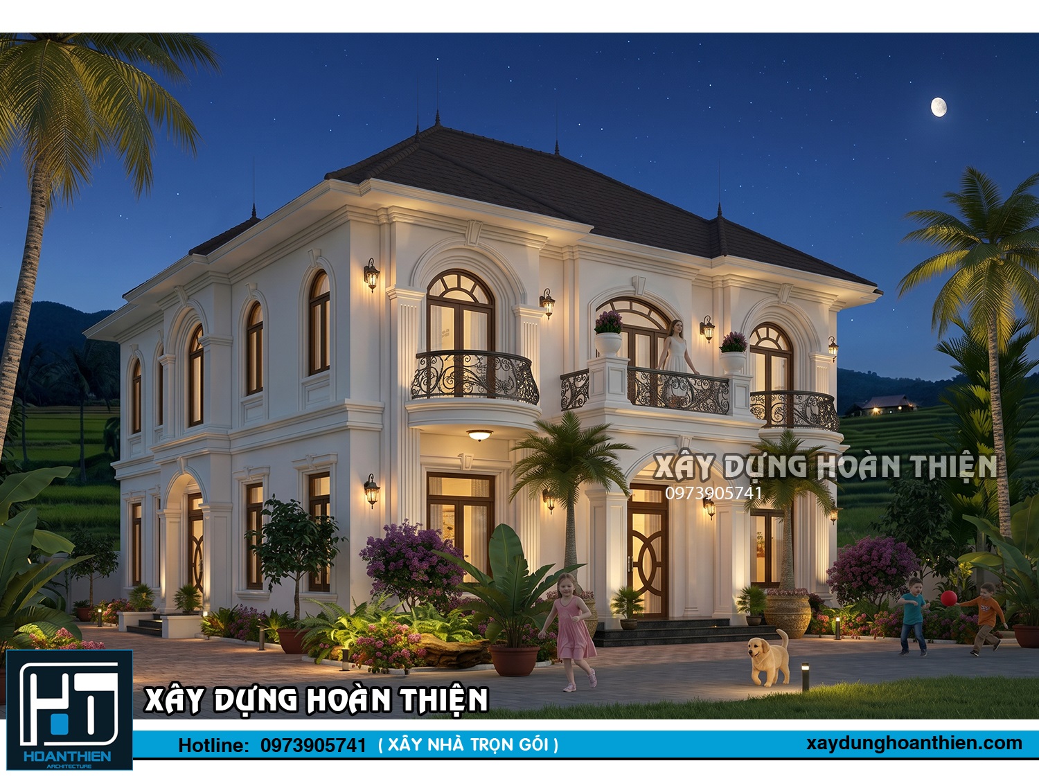 Mẫu thiết kế biệt thự tân cổ điển 2 tầng sang trọng, đẳng cấp Mẫu thiết kế biệt thự tân cổ điển 2 tầng sang trọng, đẳng cấp