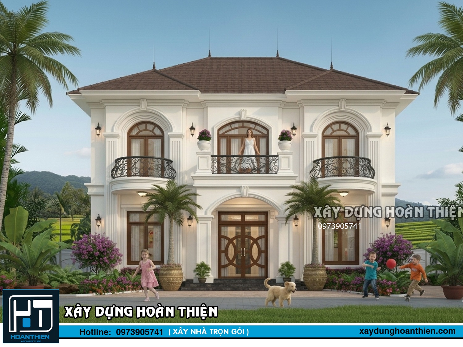 Mẫu thiết kế biệt thự tân cổ điển 2 tầng sang trọng, đẳng cấp Mẫu thiết kế biệt thự tân cổ điển 2 tầng sang trọng, đẳng cấp