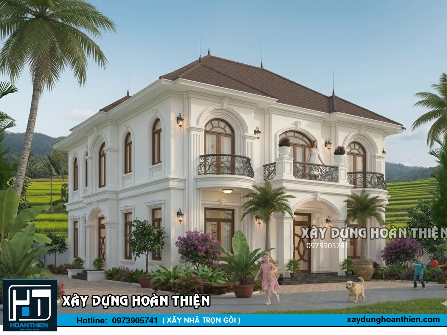 Mẫu thiết kế biệt thự tân cổ điển 2 tầng sang trọng, đẳng cấp Mẫu thiết kế biệt thự tân cổ điển 2 tầng sang trọng, đẳng cấp