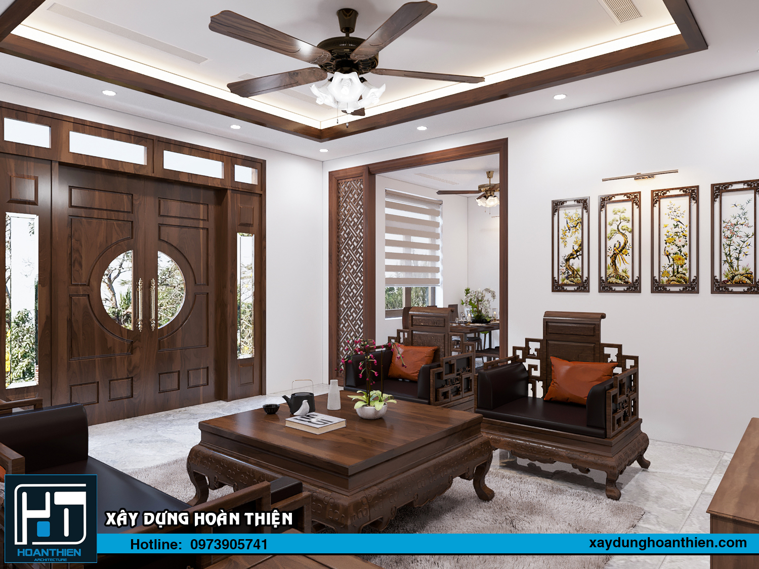 nội thất biệt thự 1 tầng mái thái