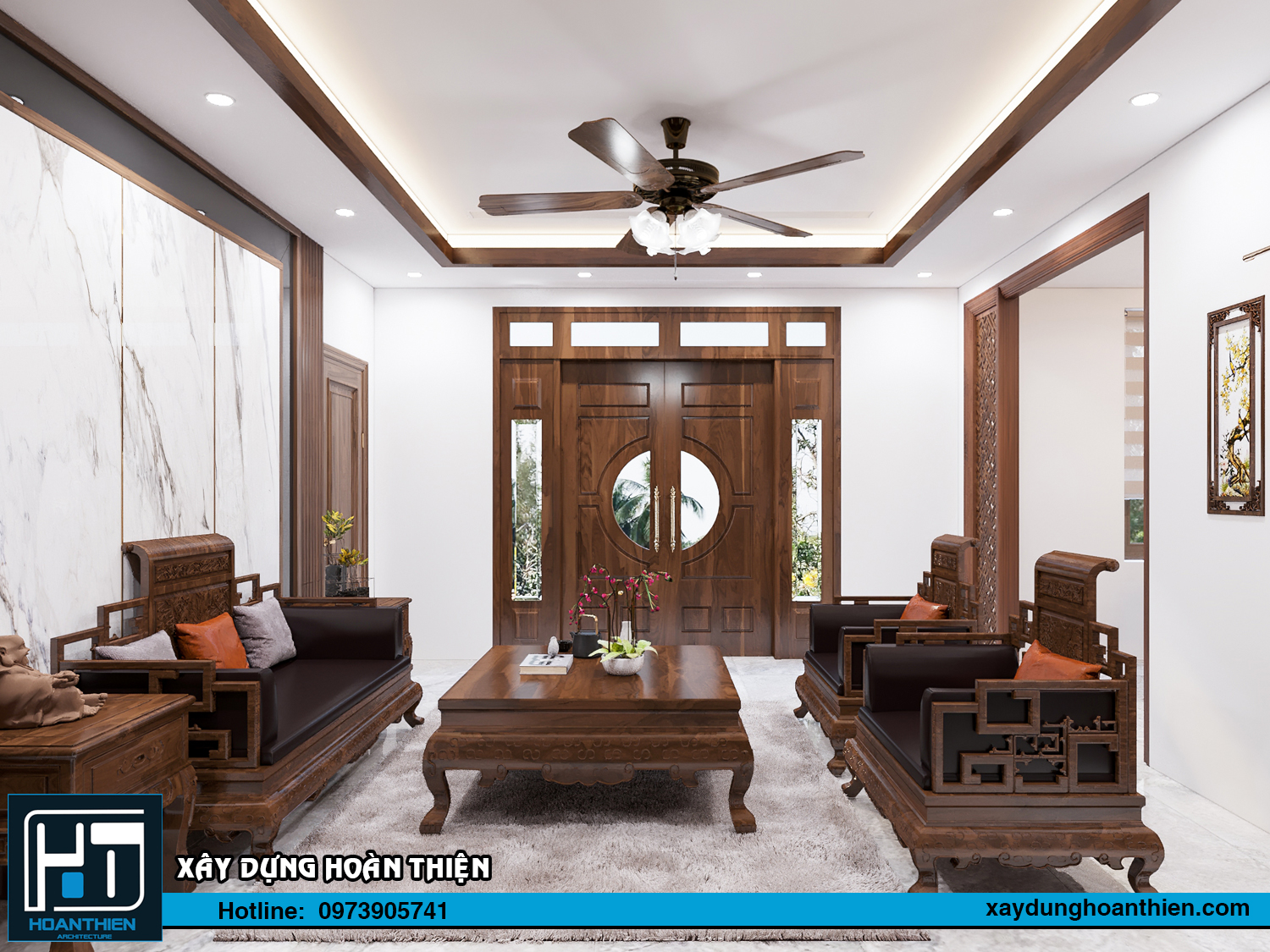 nội thất biệt thự 1 tầng mái thái