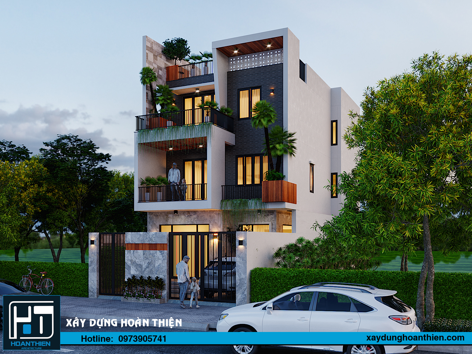 biệt thự hiện đại 3 tầng