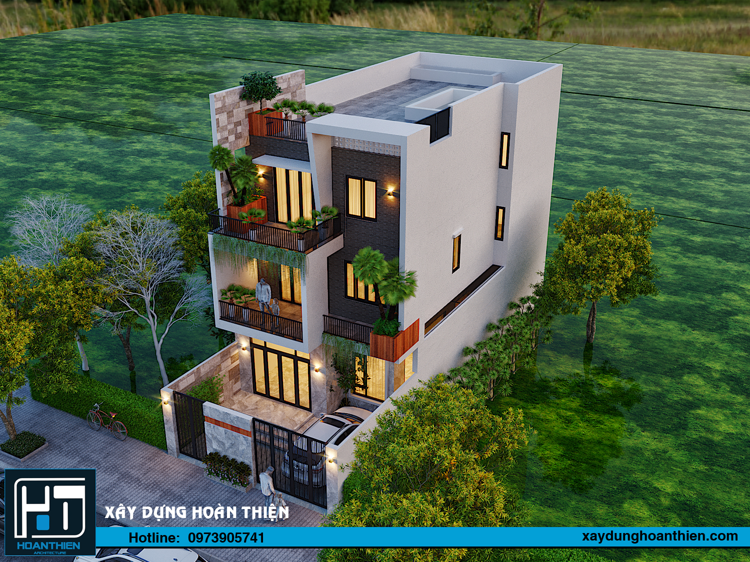 biệt thự hiện đại 3 tầng