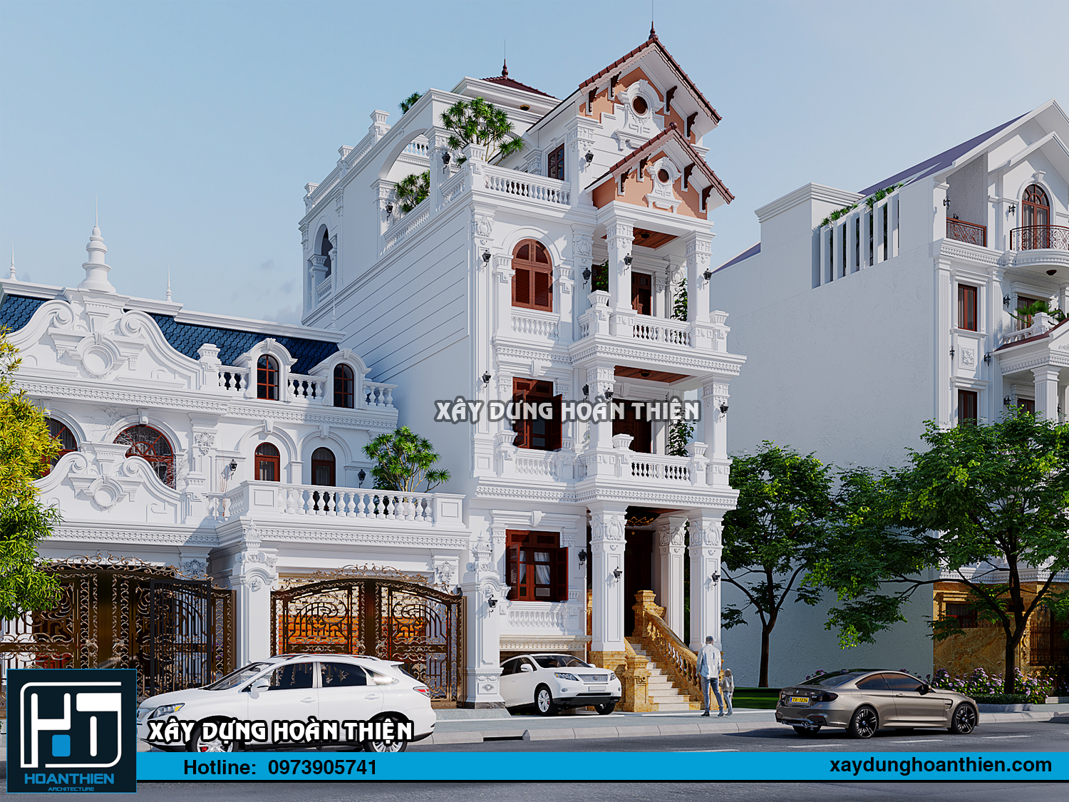 Thiết kế biệt thự tân cổ điển 4 tầng diện tích 7x17m tại Hưng Yên
