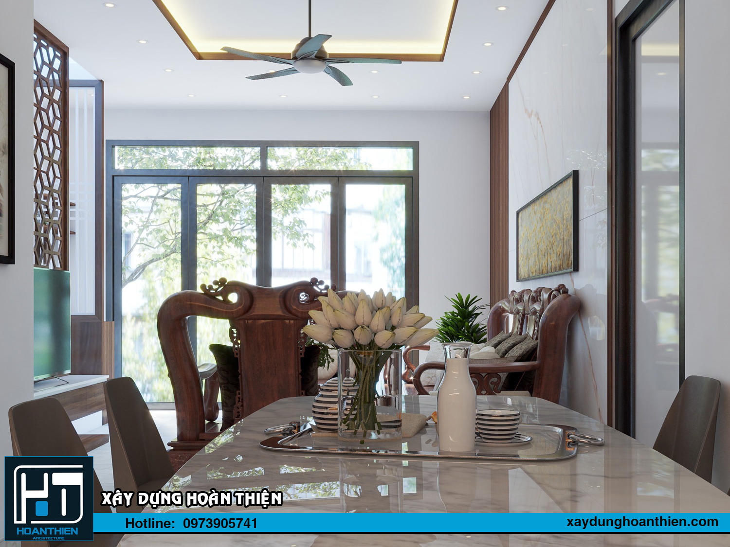Mẫu thiết kế biệt thự tân cổ điển 3 tầng diện tích 9,5x9m tại Vĩnh Bảo, Hải Phòng