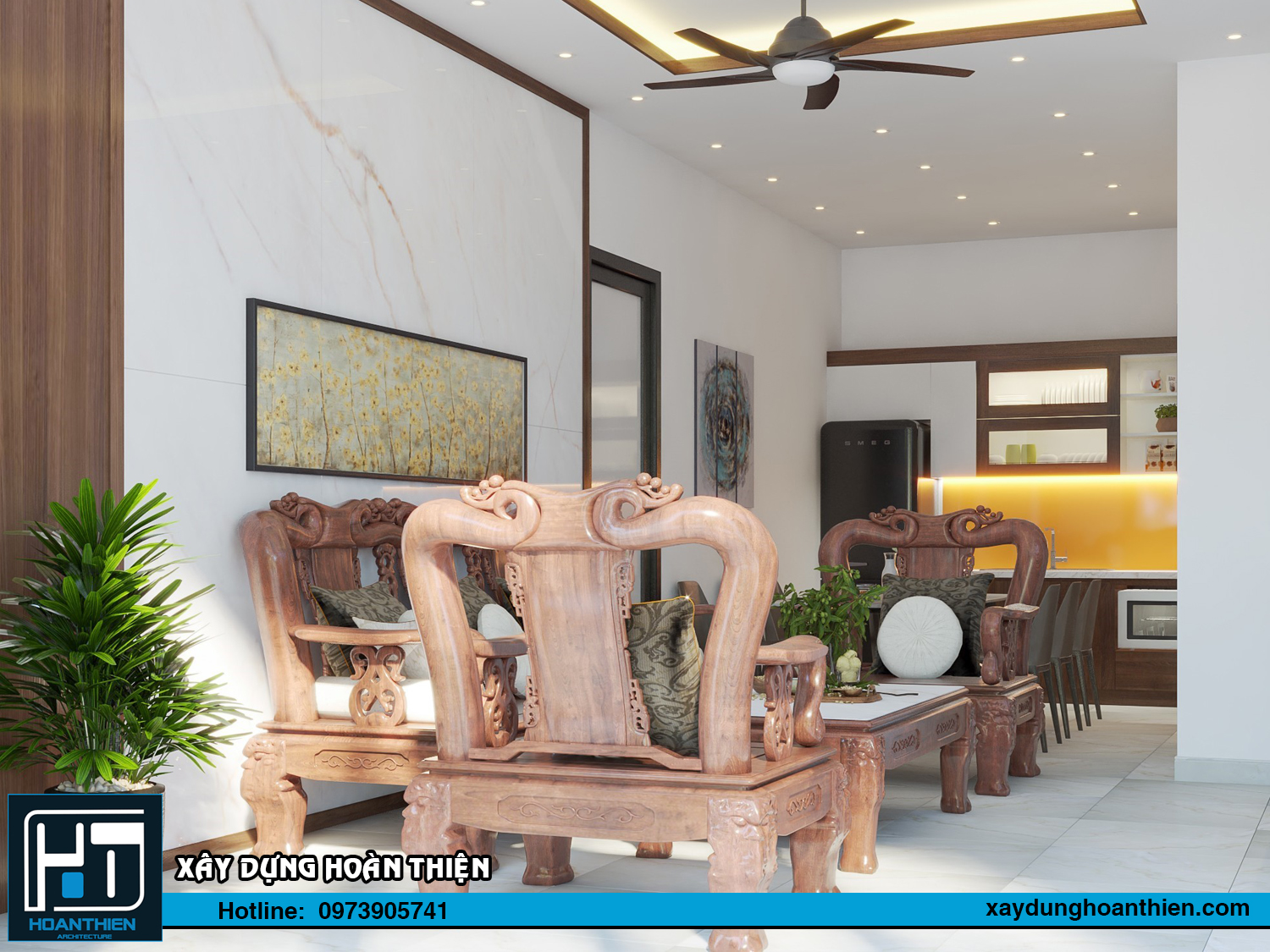 Mẫu thiết kế biệt thự tân cổ điển 3 tầng diện tích 9,5x9m tại Vĩnh Bảo, Hải Phòng