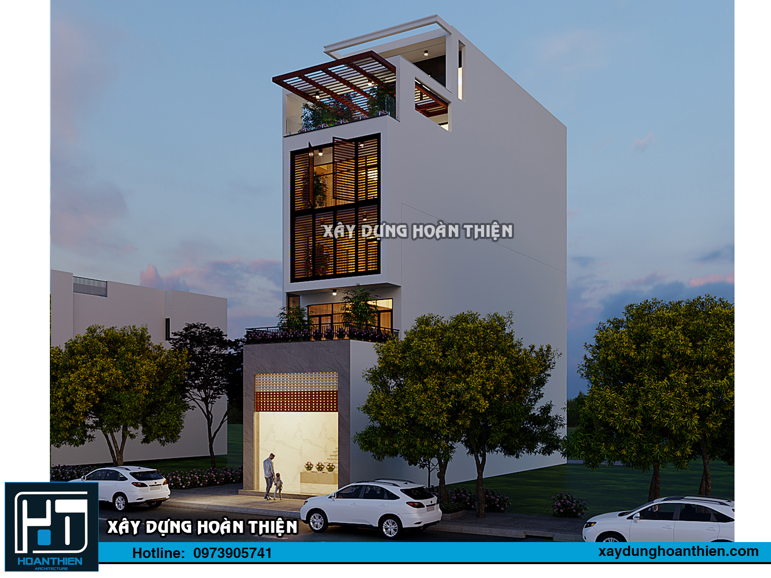 Mẫu nhà ở kết hợp văn phòng hai mặt tiền diện tích 6x26m